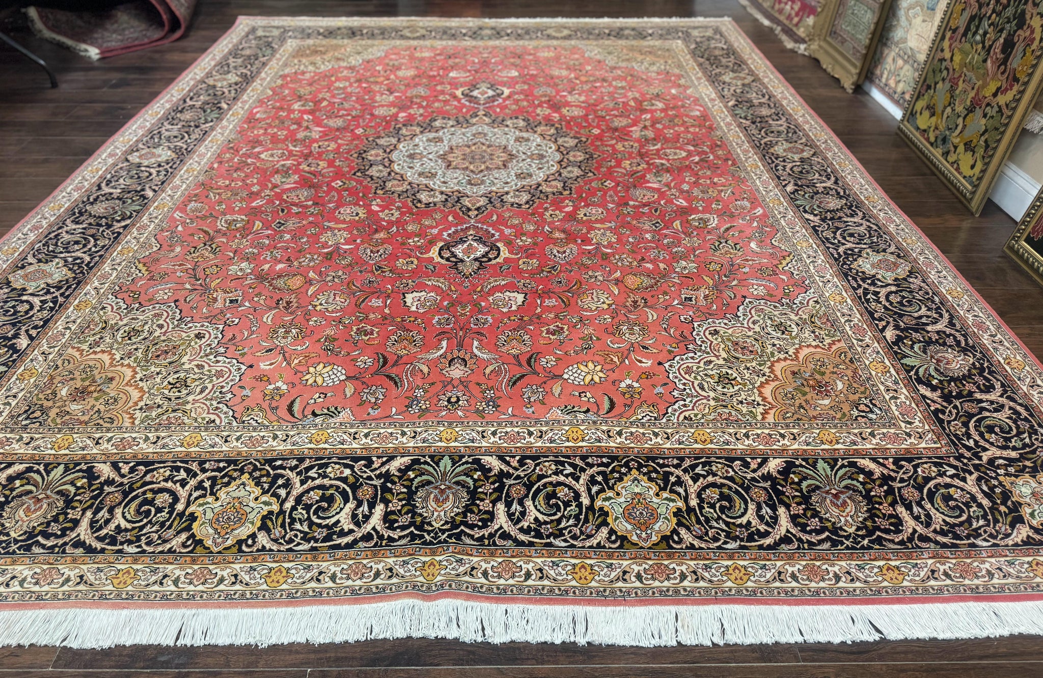 Persian Tabriz Rug 10x13 – Floral Medallion & Birds, Wool & Silk, 330 KPSI by Jewel Rugs