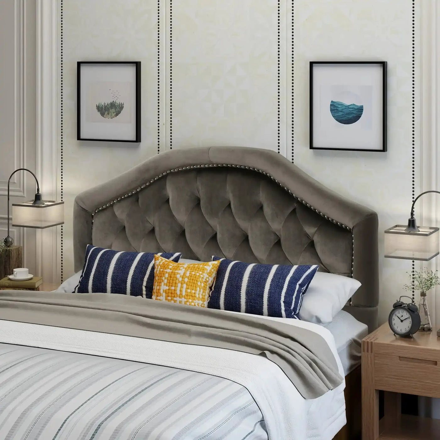 Kaarina Contemporary Tufted Fabric Headboard by HouseOfZazla