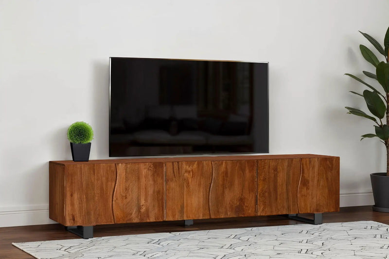 Trask 86-inch Wood TV Stand Media Console Mango Brown by Unique Piece Furniture