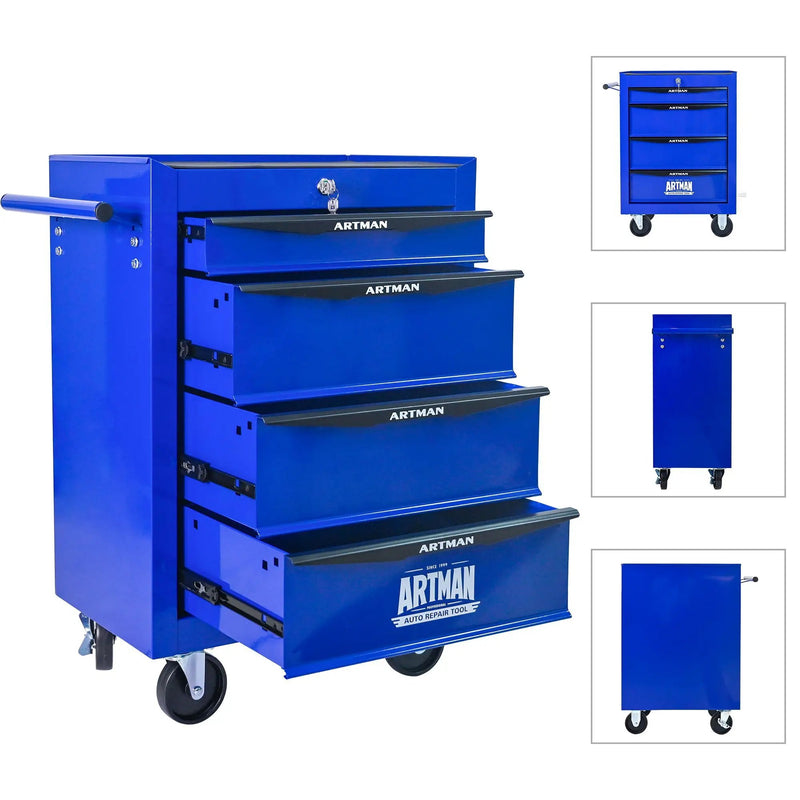 Rolling Metal Tool Chest With Drawers, Steel Storage Cabinet With Ball Bearing Slides by HouseOfZazla