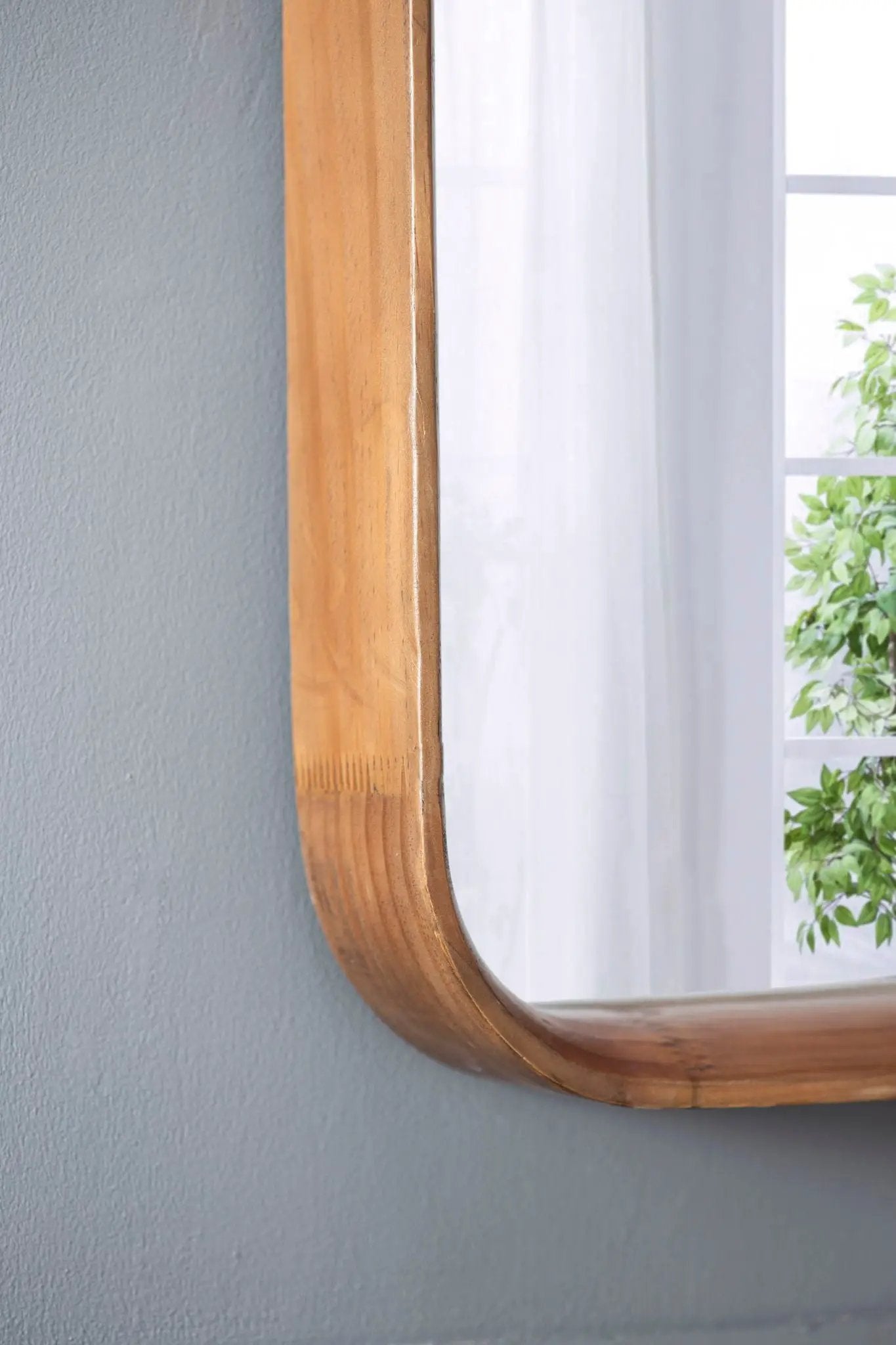 Square Mirror With Wood Frame, Wall Mirror For Living Room Bathroom Entryway - Brown by HouseOfZazla