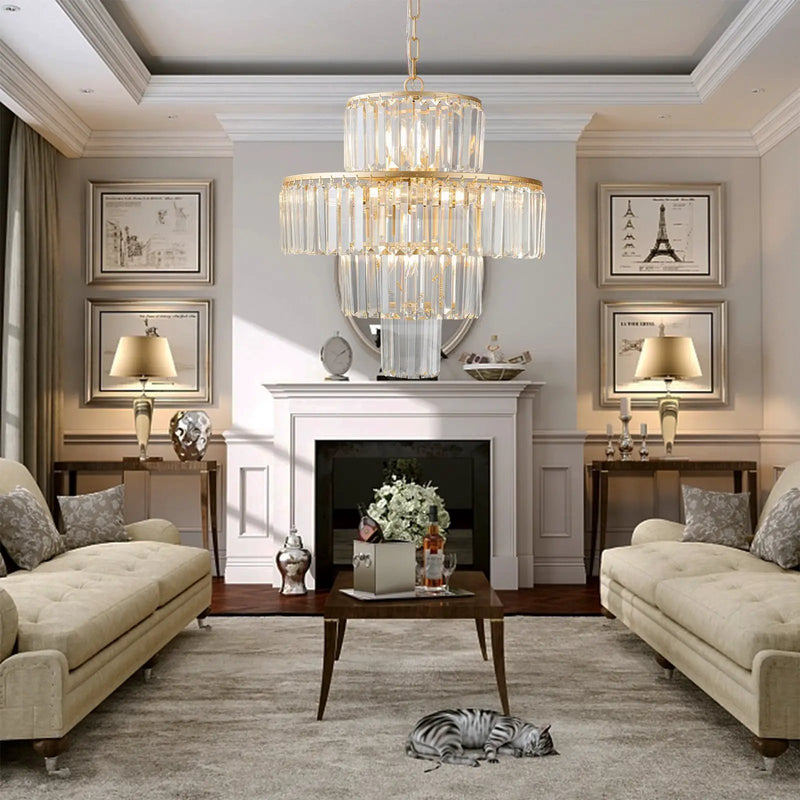20' Modern Crystal Chandelier with Gold Finish by HouseOfZazla