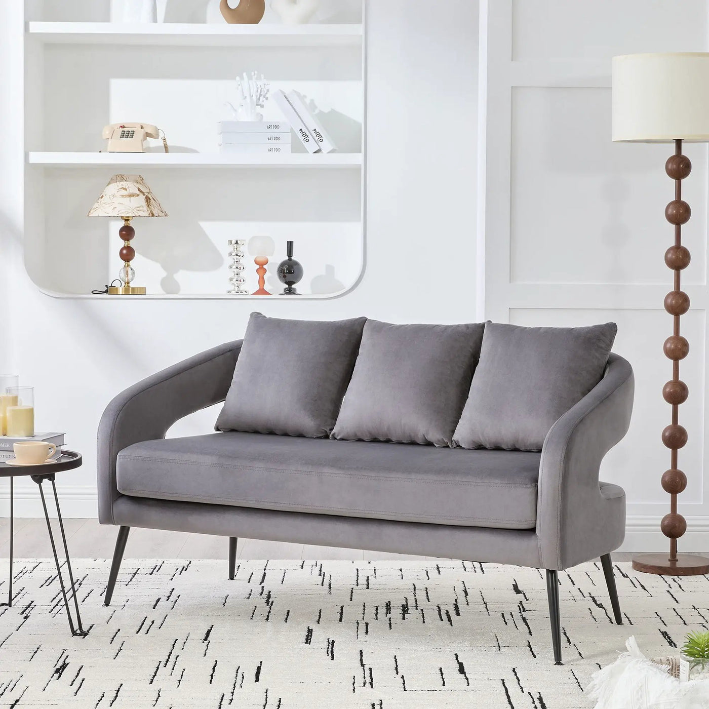 Open Back Loveseat Settee With 3 Pillows by HouseOfZazla