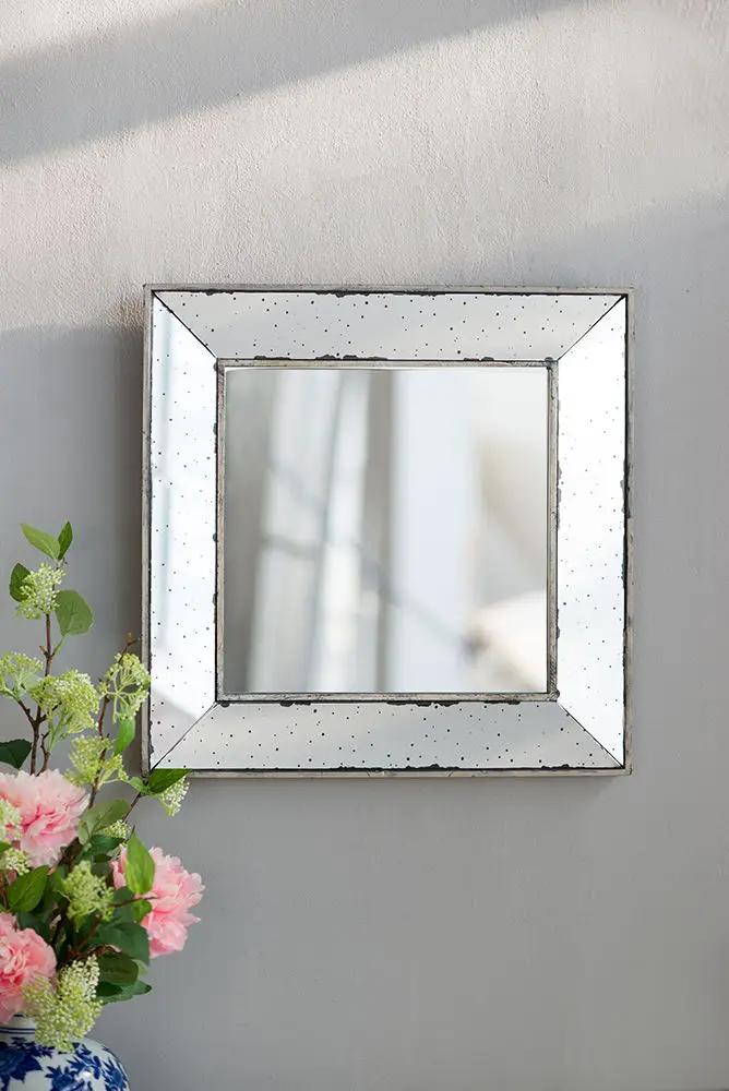 Distressed Accent Mirror, Traditional Style Framed Wall Mirror For Living Room by Unique Piece Furniture