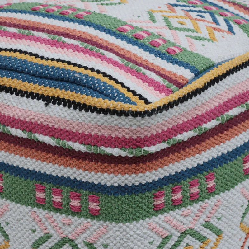 Inca - Handcrafted Peruvian Print Square Pouf Ottoman - Multicolor by Unique Piece Furniture
