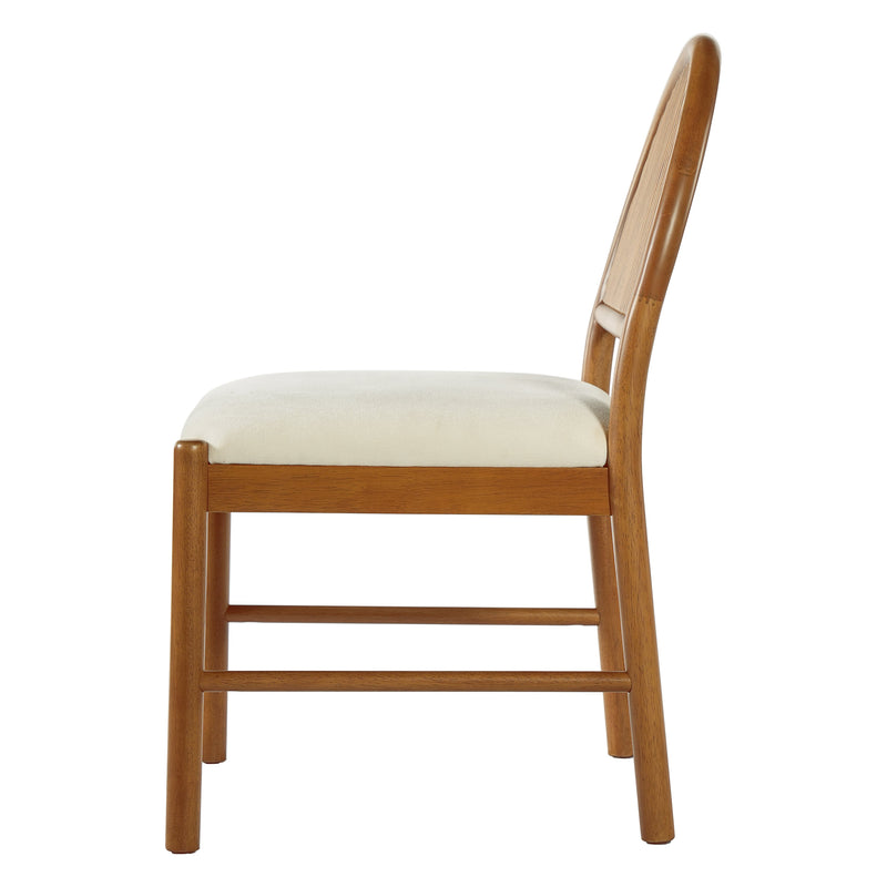 Rubber Wood Dining Chair with Fluted Backrest and Upholstered Seat - Beige, photo 10 of 10