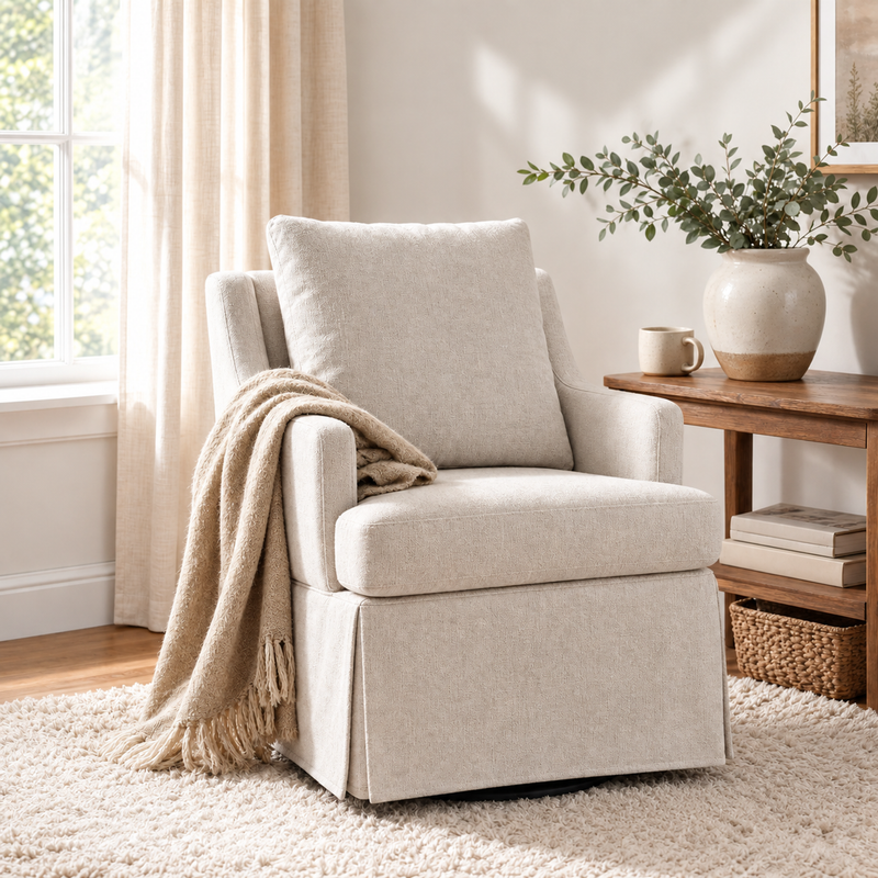 Upholstered Dining Chair with Casters - Modern Fabric, 1 Piece
