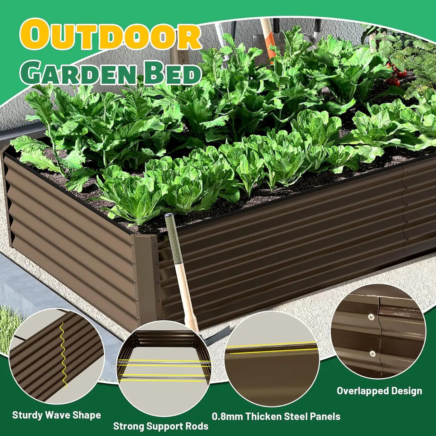 8x4x1.5 ft Galvanized Raised Garden Bed by HouseOfZazla