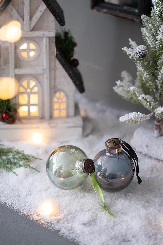Long Neck Ball Ornaments, Glass Decorative Hanging Ball Christmas Tree Ornaments For Holiday Party Decorations (Set of 12) - Green by HouseOfZazla