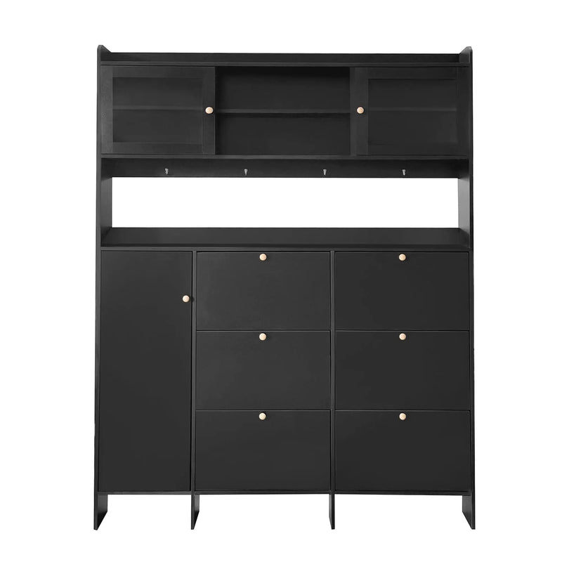On Trend Multifunctional Tipping Bucket Shoe Cabinet With Storage Shelf & 6 Flip Drawers by Unique Piece Furniture