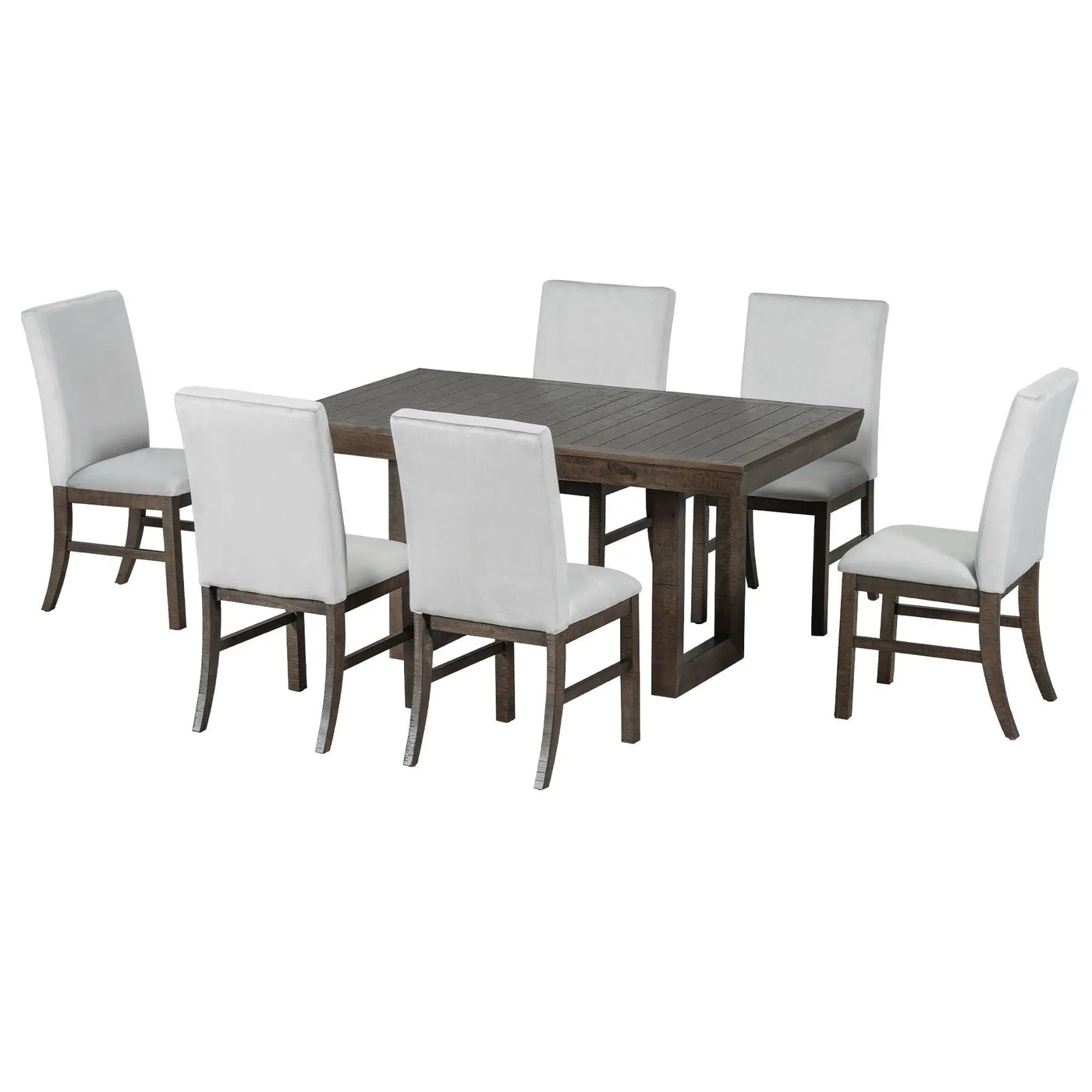 Topmax - 7 Piece Traditional Extendable Dining Table Set With Butterfly Leaf And 6 Upholstered Dining Table Set by Unique Piece Furniture