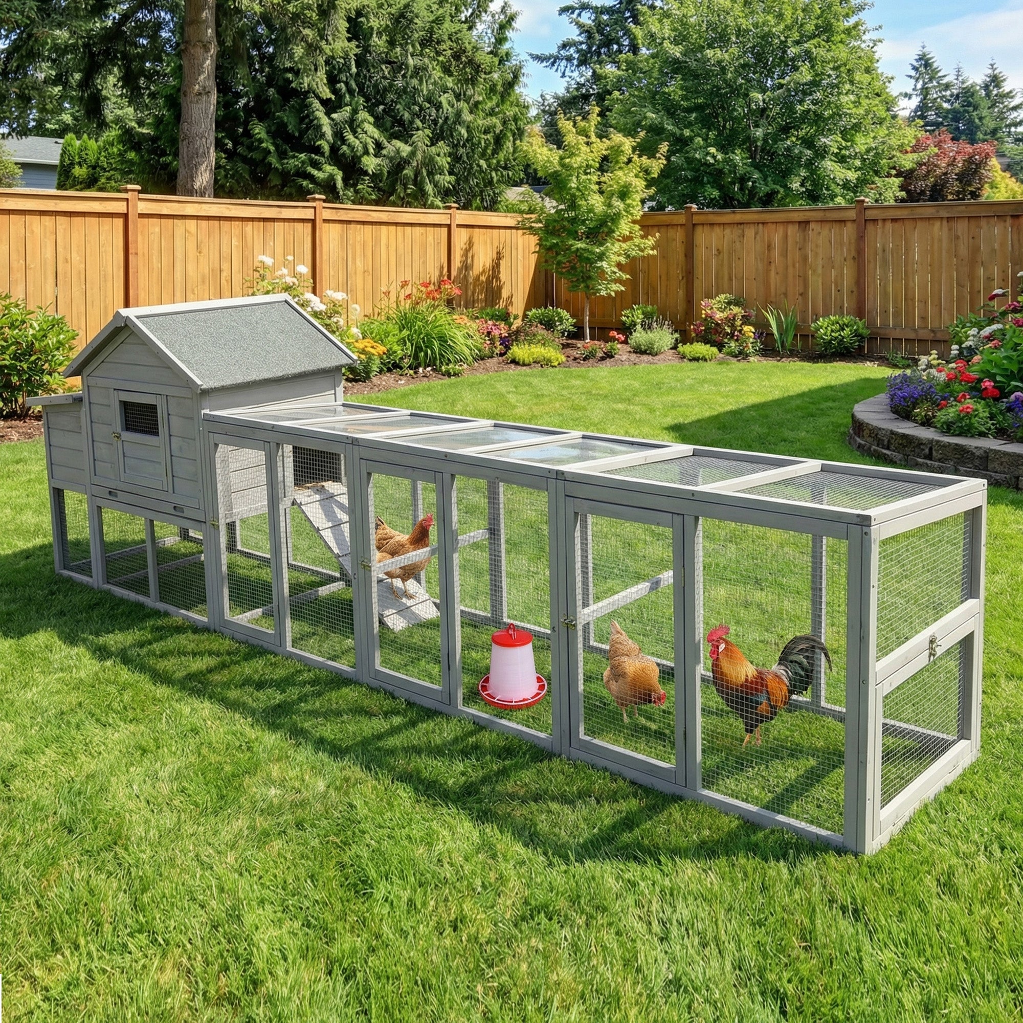 141" Gray Large Wooden Chicken Coop with Nesting Box by HouseOfZazla