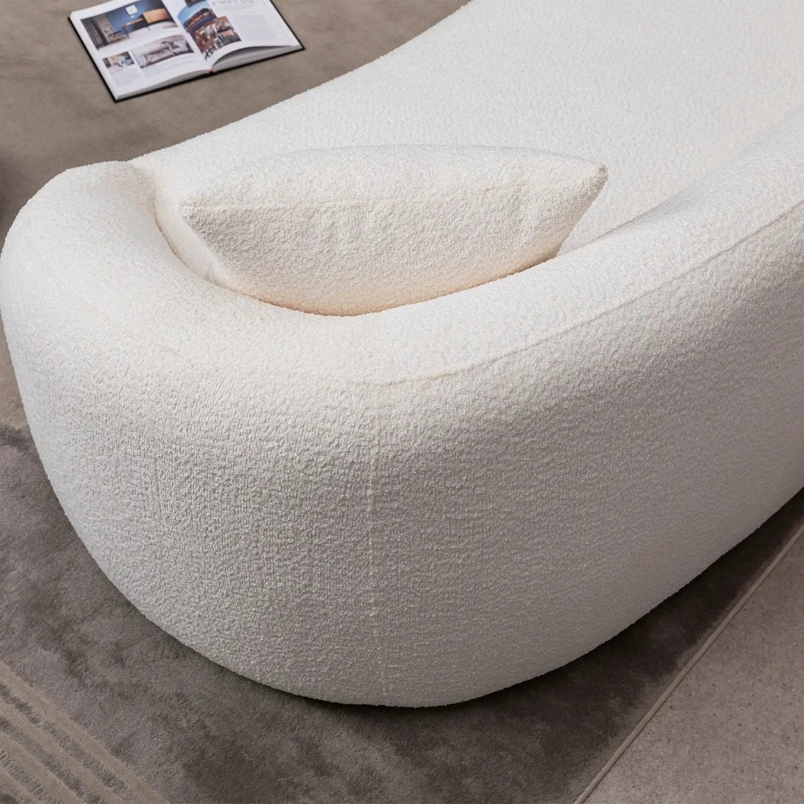 Curved 3 Seater Sofa For Living Room - White by Unique Piece Furniture