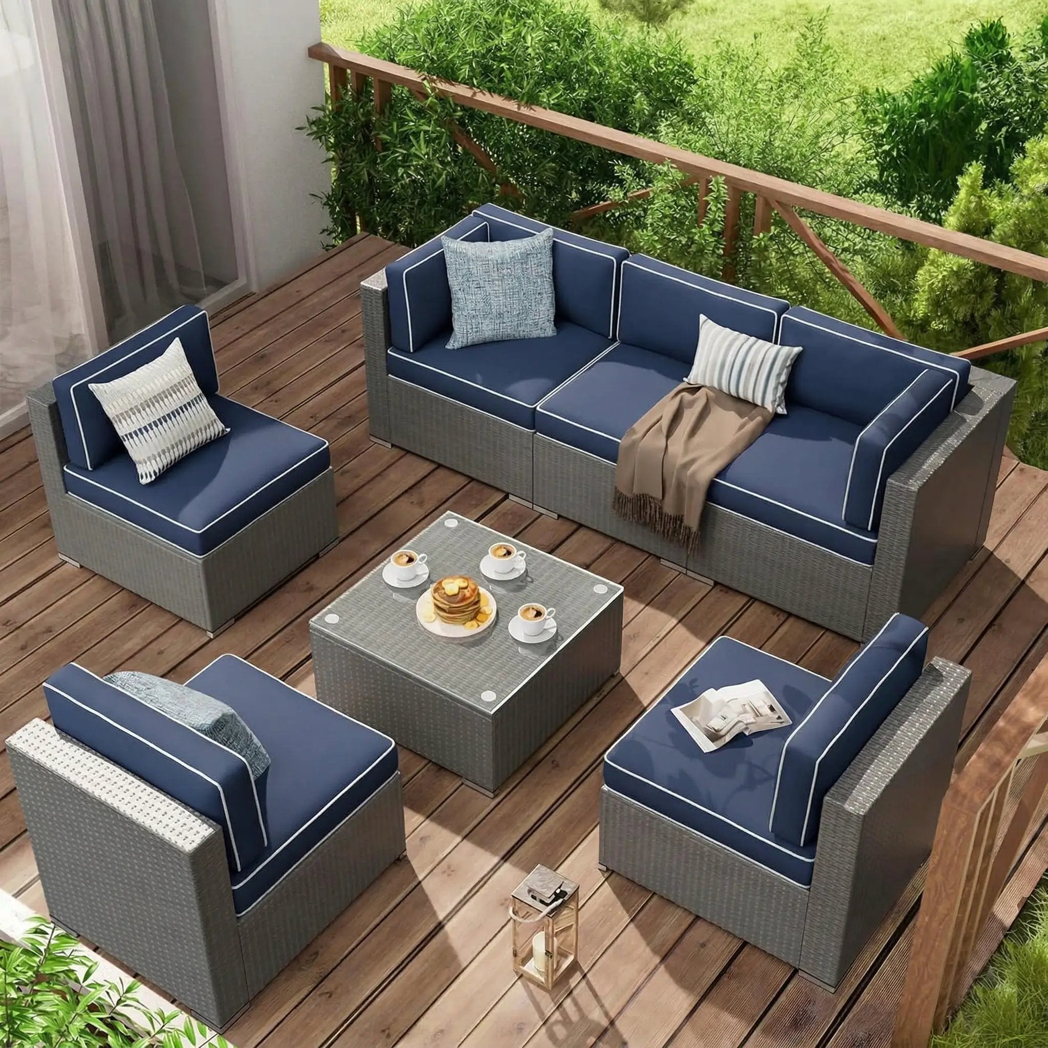 Cushion Covers for 7 Pcs Wicker Rattan Sectional Sofa by HouseOfZazla