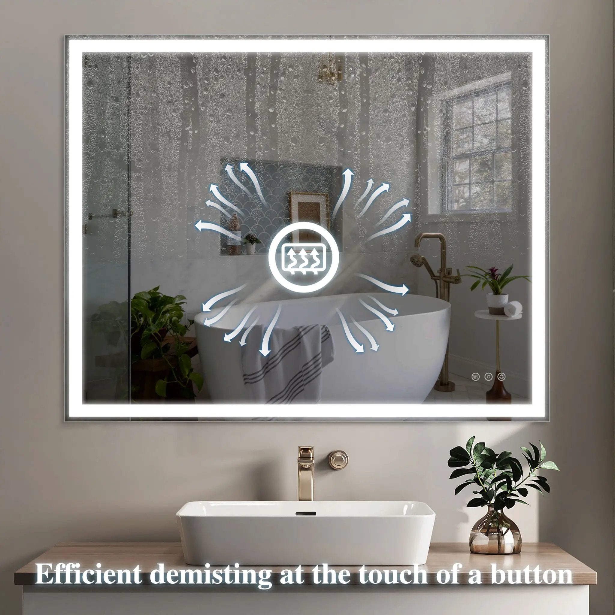 LED Bathroom Vanity Mirror Wall Mounted Adjustable / Warm / Natural Lights Anti-Fog Touch Switch With Memory Modern Smart Large Bathroom Mirrors by HouseOfZazla
