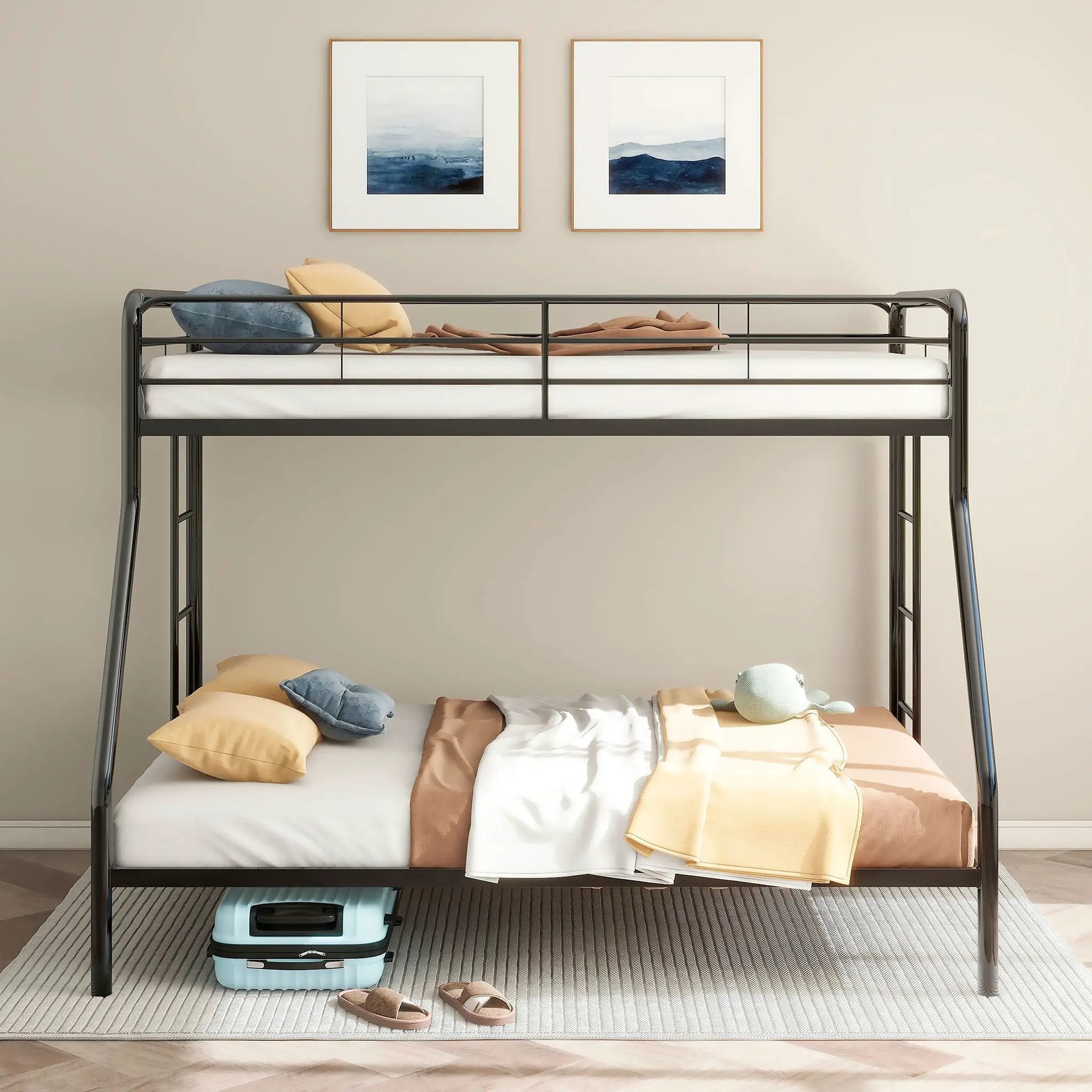 Carson Metal Twin Over Full Bunk Bed Glossy Black by Unique Piece Furniture