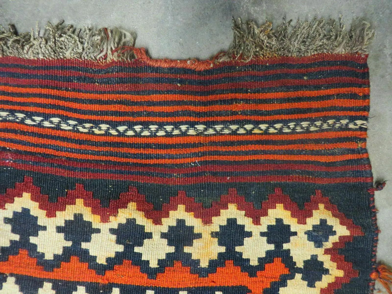5' X 10' Antique Turkish Kilim Handmade Flat Weave Wool Rug Red Colorful Veg Dye Bohemian Boho Chic Tribal Style And Design by Jewel Rugs