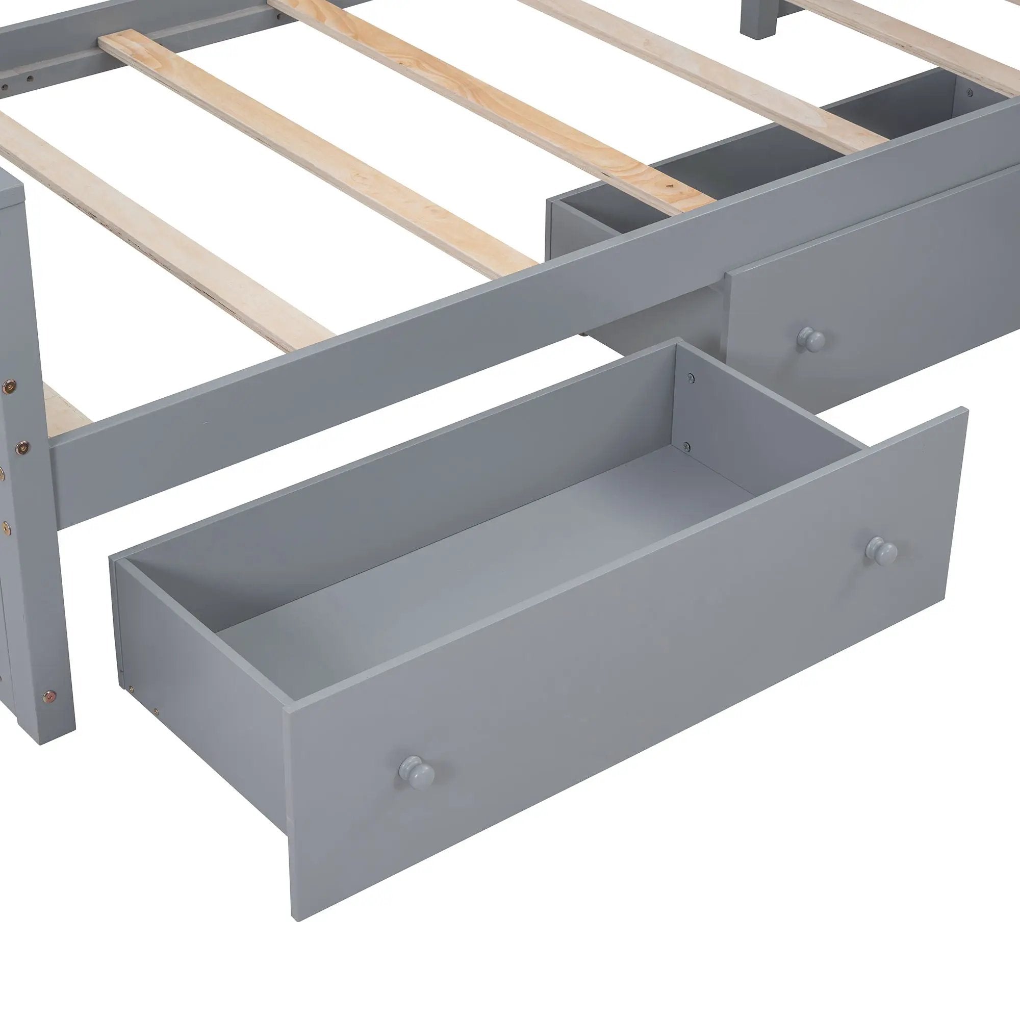 Loft Platform Bed With 7 Drawers And Full Guardrails, Modern L Shaped Space Savin by HouseOfZazla