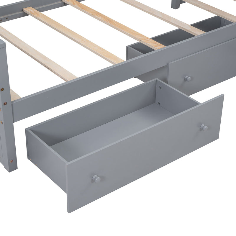 Loft Platform Bed With 7 Drawers And Full Guardrails, Modern L Shaped Space Savin by HouseOfZazla