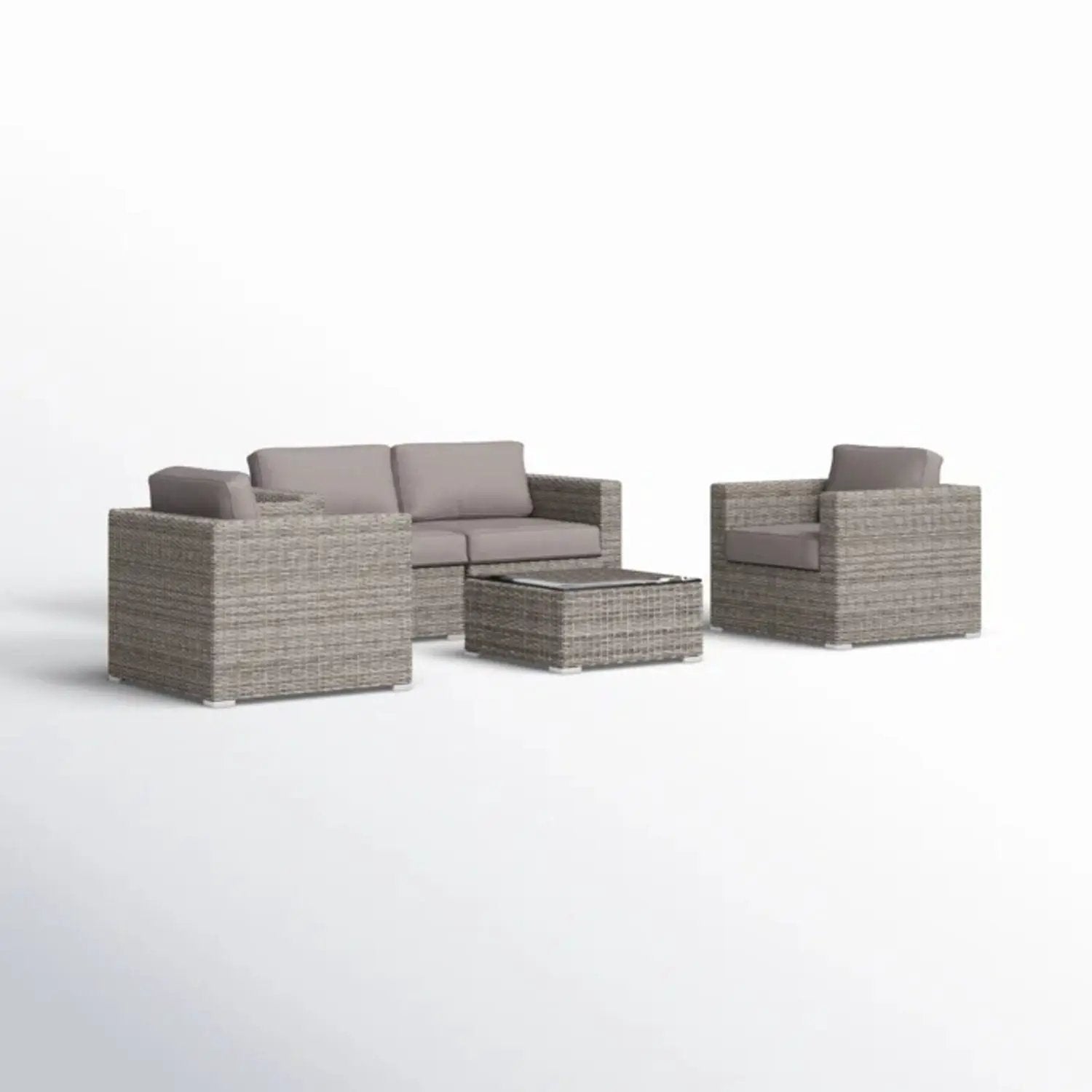 Wicker Seating Group Set With Table And Cushions by HouseOfZazla