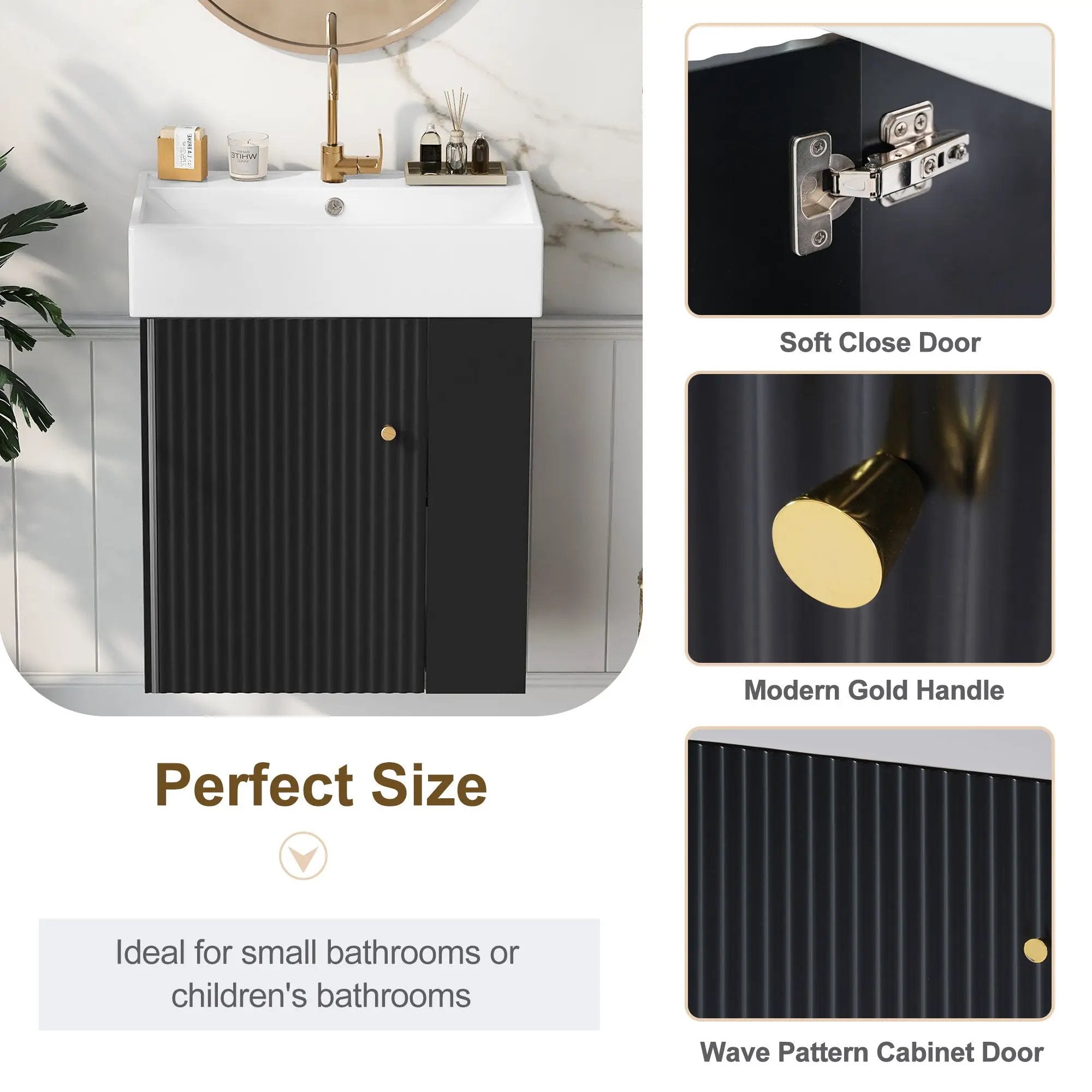 Modern Floating Bathroom Vanity With Ceramic Basin Perfect For Small Bathrooms by HouseOfZazla