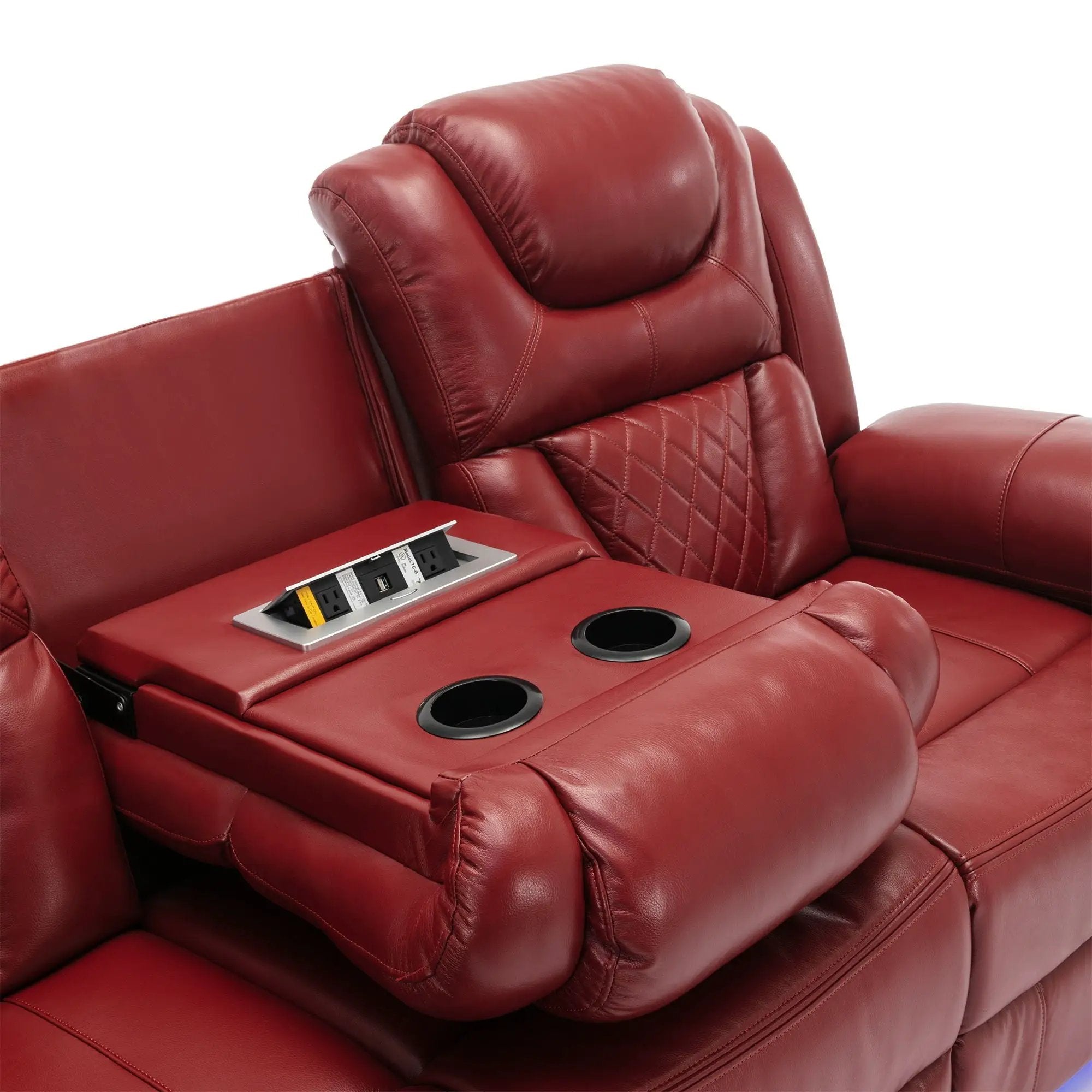Home Theater Seating Manual Recliner Chair With Center Console And Led Light Strip For Living Room by HouseOfZazla