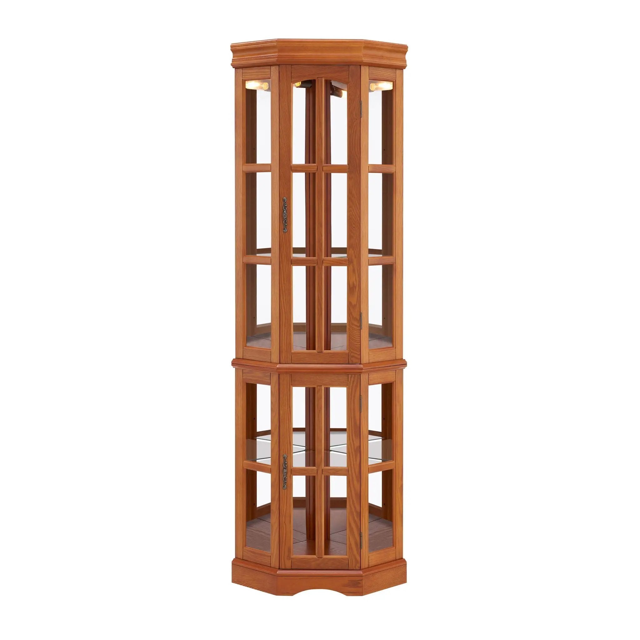 Corner Curio Cabinet With 5 Shelves And Lighting System by HouseOfZazla