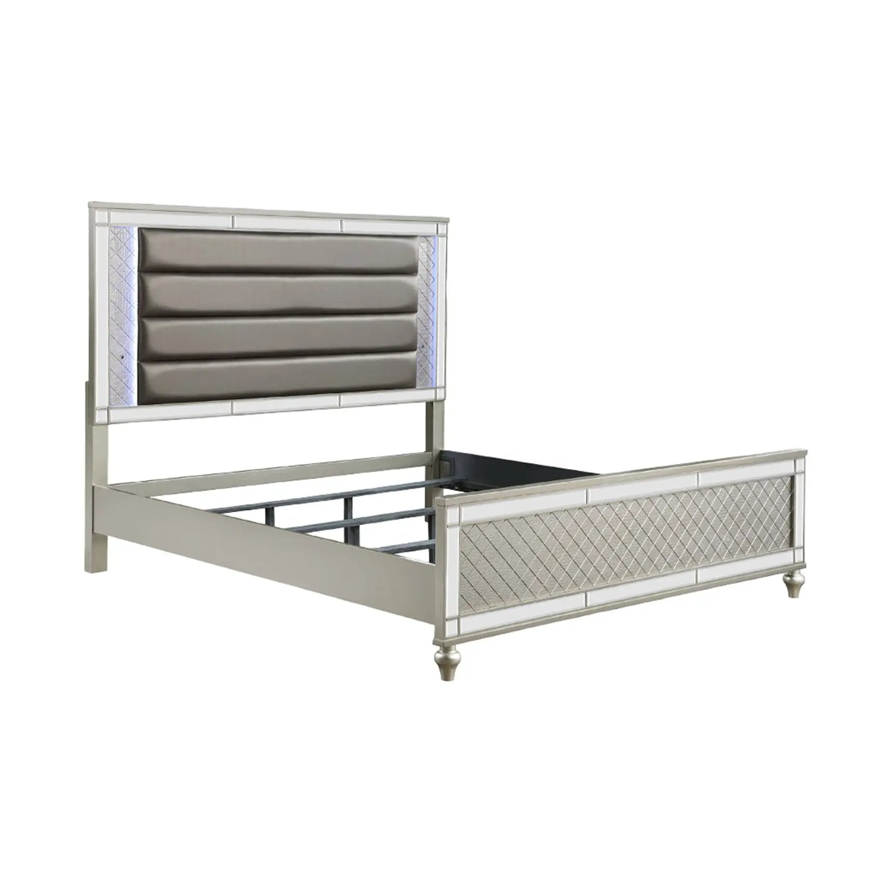 Modern Panel Bed Wit Tufted Design And Integrated LED Lighting by Unique Piece Furniture