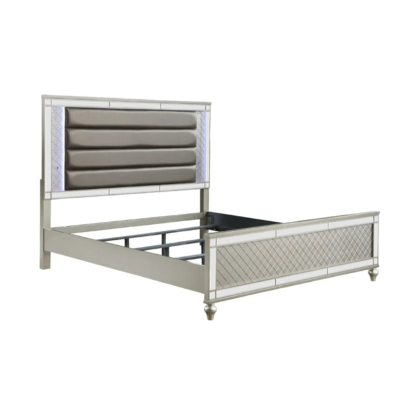 Modern Panel Bed Wit Tufted Design And Integrated LED Lighting by HouseOfZazla