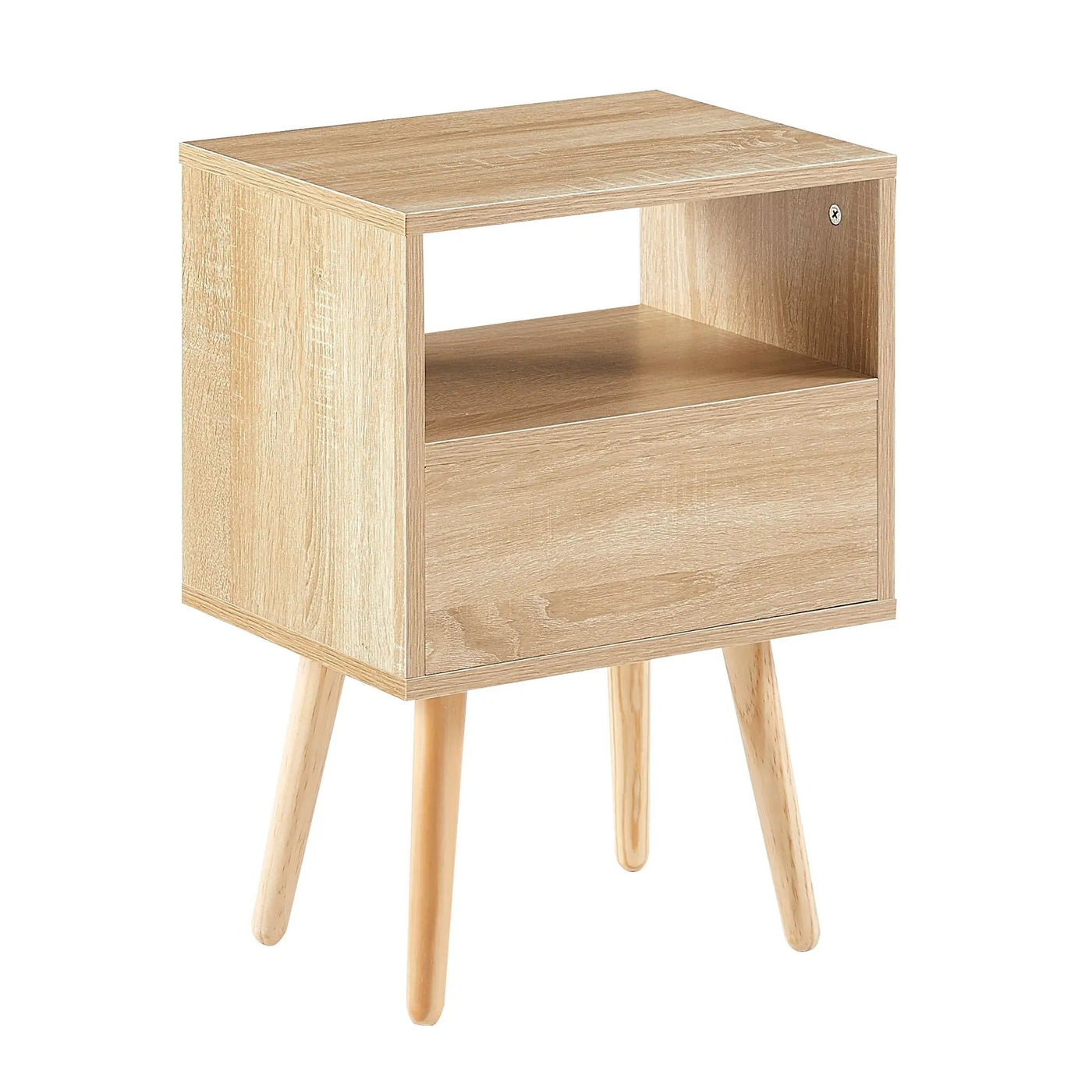 15.75" Rattan End Table With Drawer And Solid Wood Legs, Modern Nightstand, Side Table For Living Room, Bedroom by HouseOfZazla