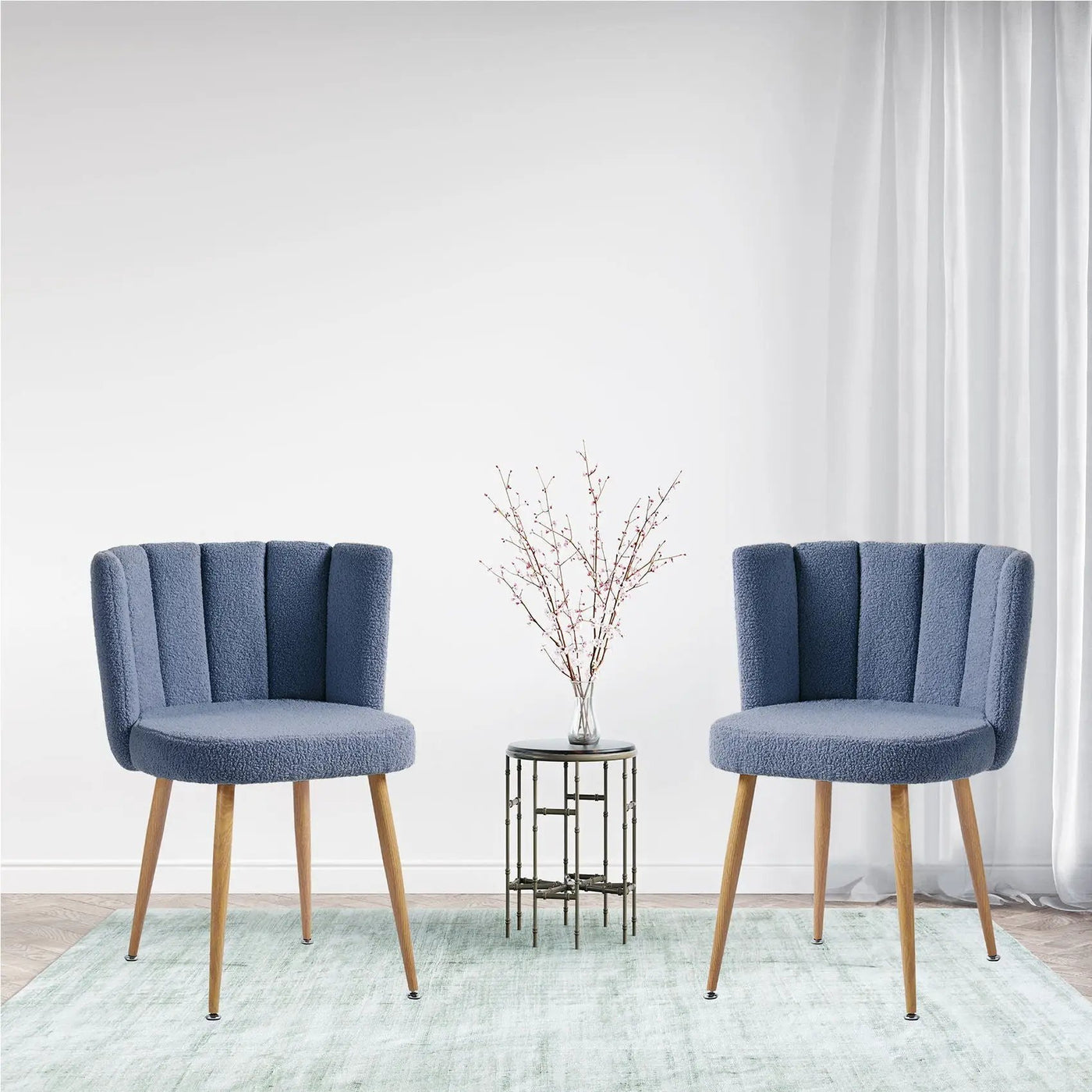 Modern Dining Chair (Set of 2) With Iron Tube Wood Color Legs, Shorthair Cushions And Comfortable Backrest, Suitable For Dining Room, Living Room, Cafe, Simple Structure by Unique Piece Furniture