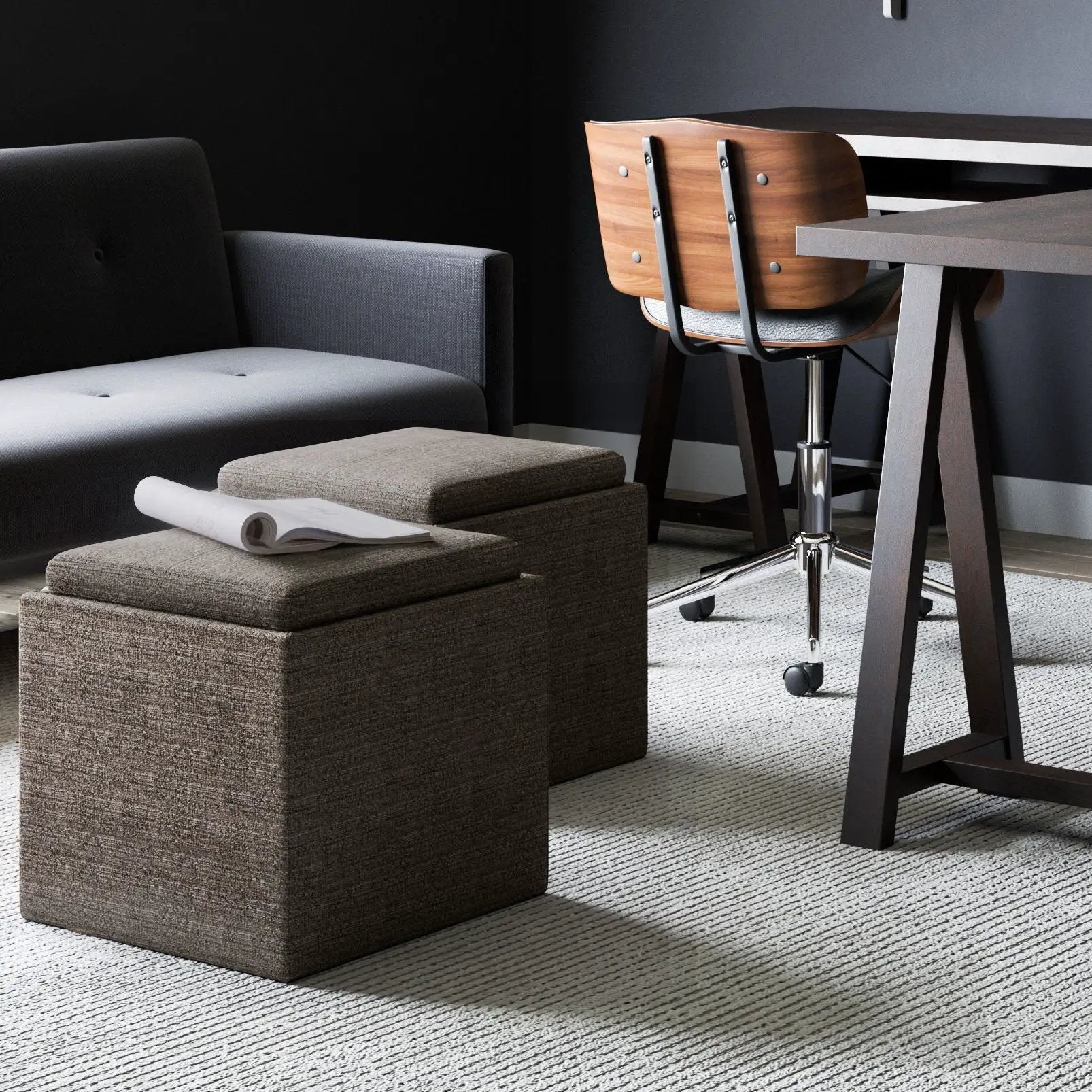 Rockwood - Upholstered Cube Storage Ottoman With Tray by Unique Piece Furniture