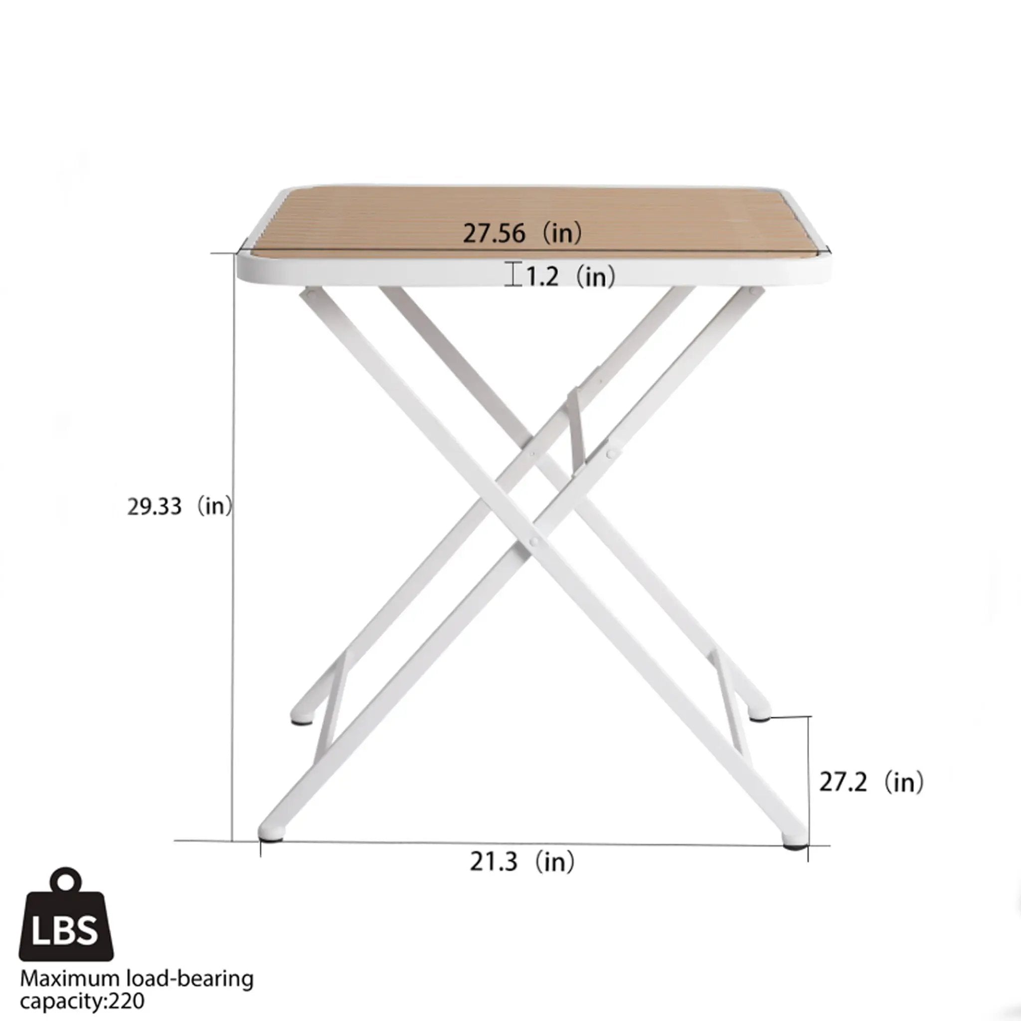 Modern Folding Square Table, Water Proof And Wear Resistant - Apricot / White by HouseOfZazla
