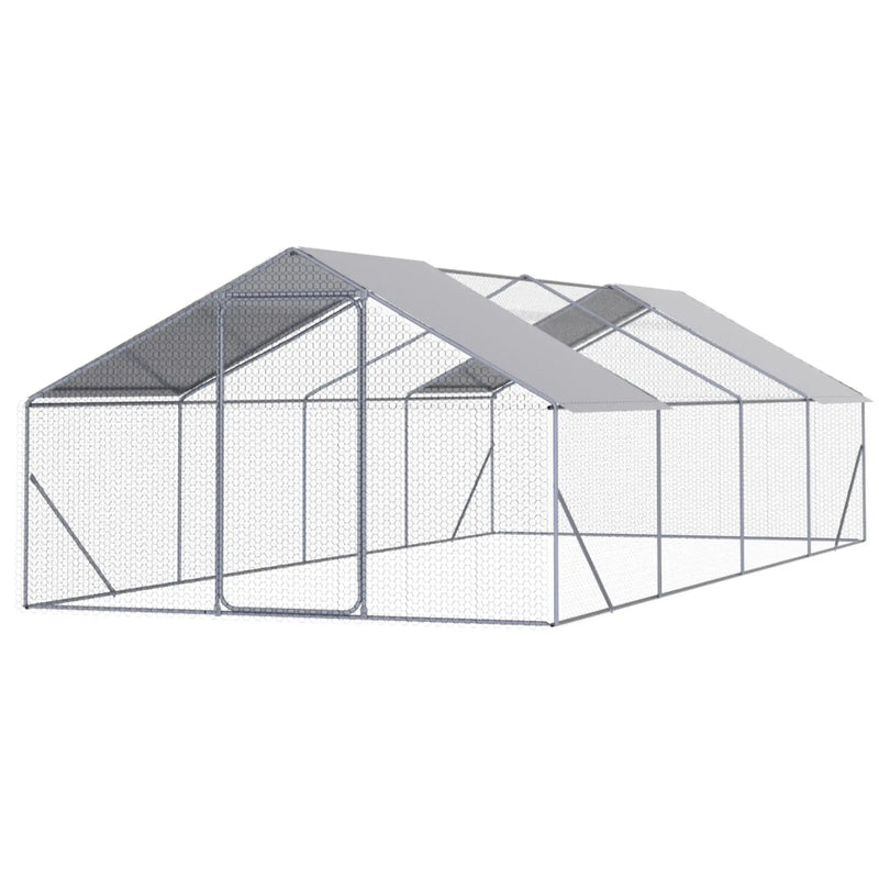 Outdoor Chicken Coop Large Space With Safety Features - Silver Gray by HouseOfZazla
