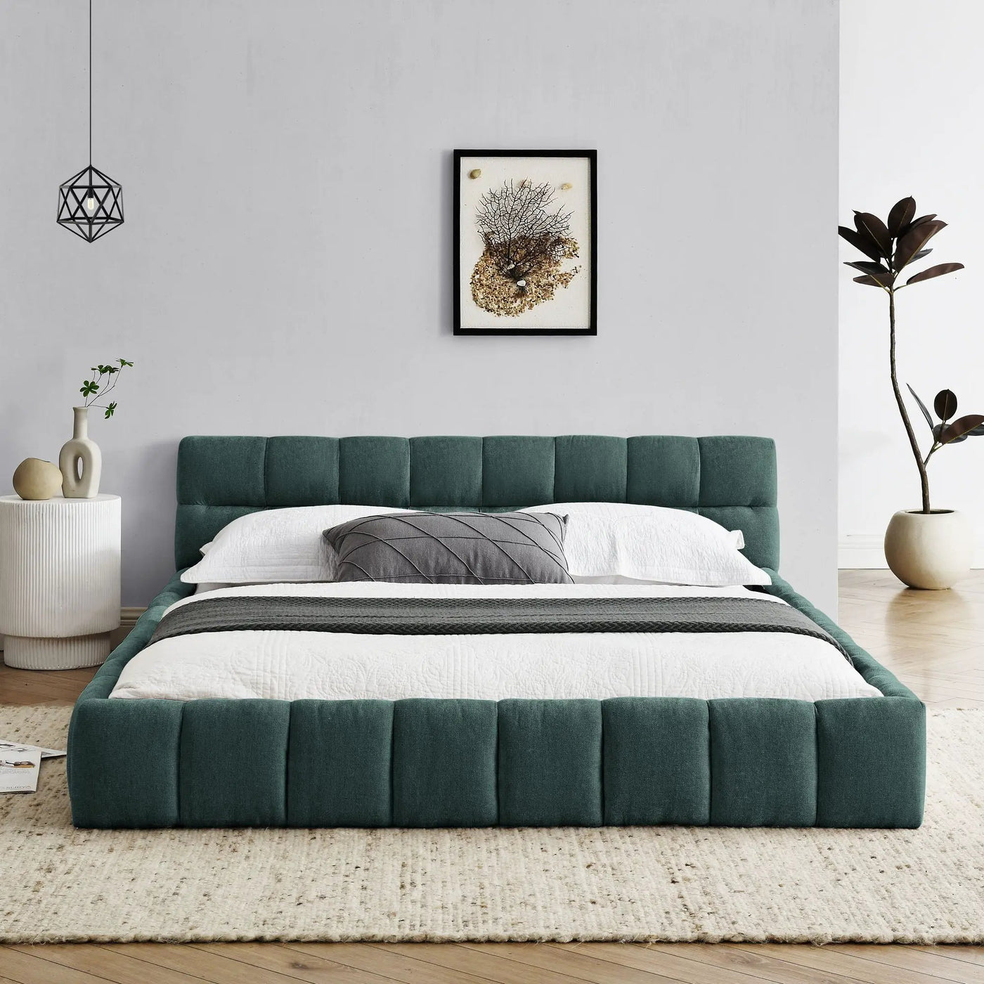 Modern Platform Bed Frame With Thick Fabric by Unique Piece Furniture
