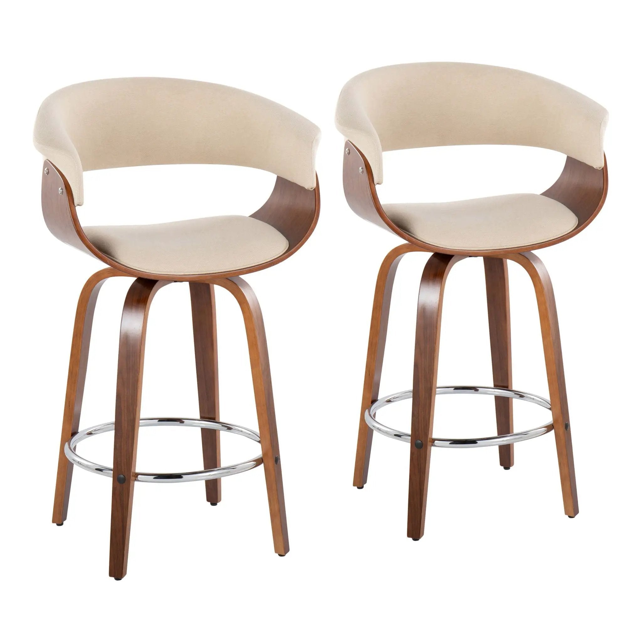 Vintage Mod - Mid Century Modern Fixed Height Counter Stool With Swivel With Round Footrest (Set of 2) by Unique Piece Furniture