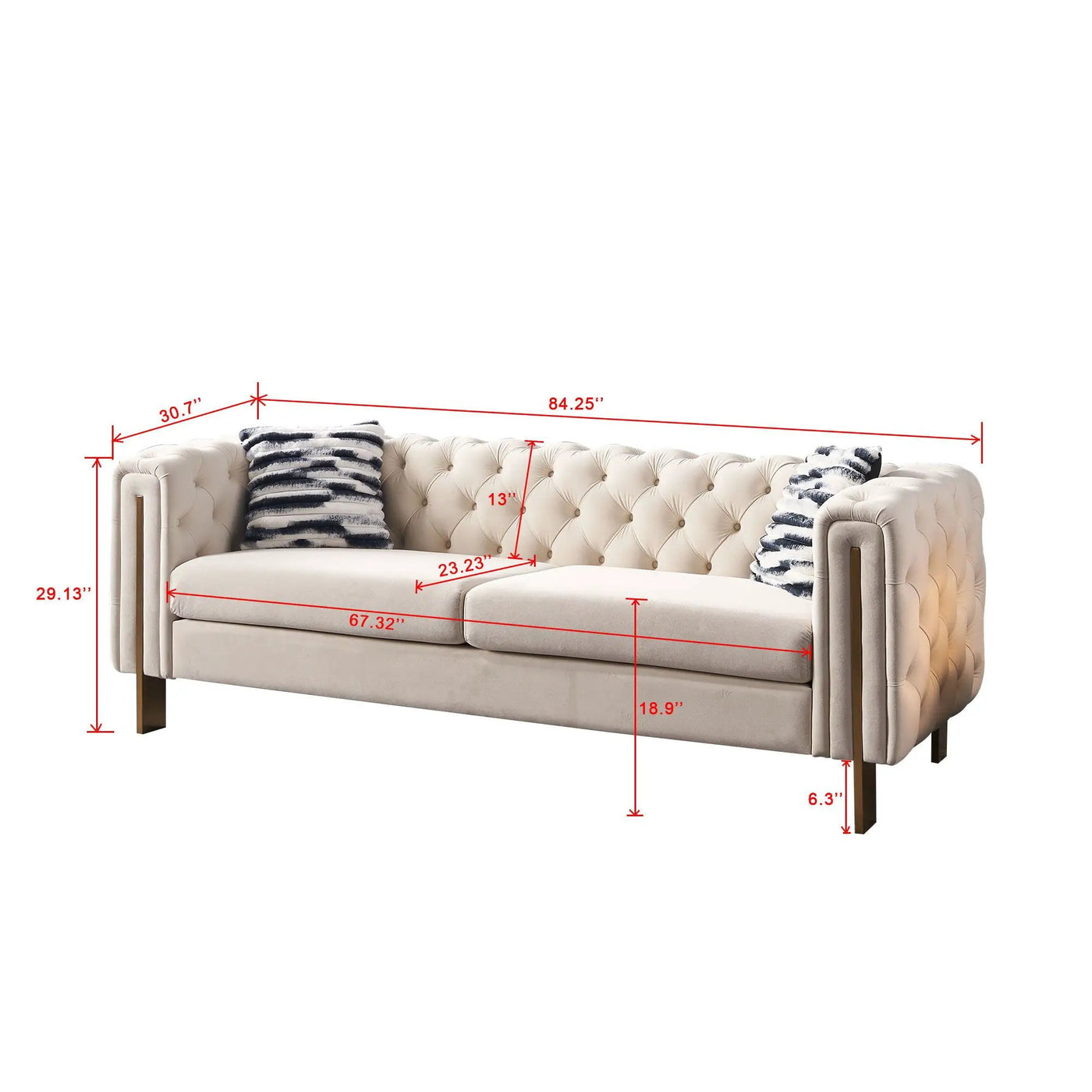 Chesterfield - Modern Tufted Living Room Sofa, 84.25''W Couch by HouseOfZazla