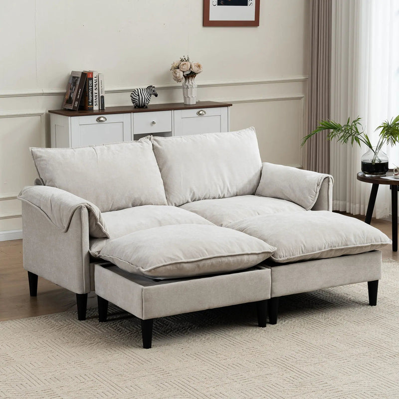 Convertible Combination Sofa With Footstools With Storage by HouseOfZazla