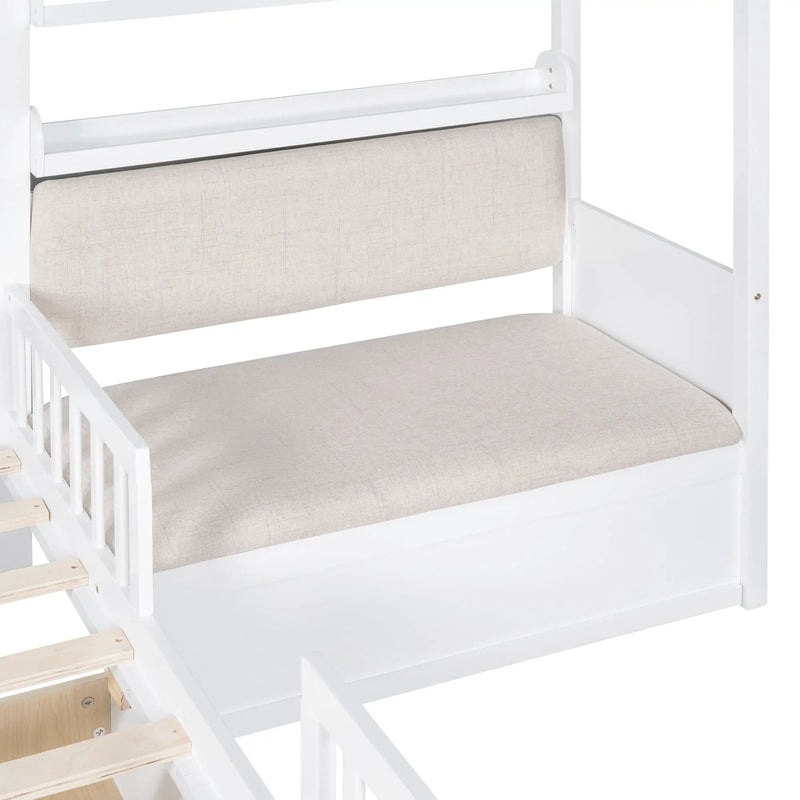 House Bed With Sofa, Kids Platform Bed With 2 Drawers And Storage Shelf by HouseOfZazla