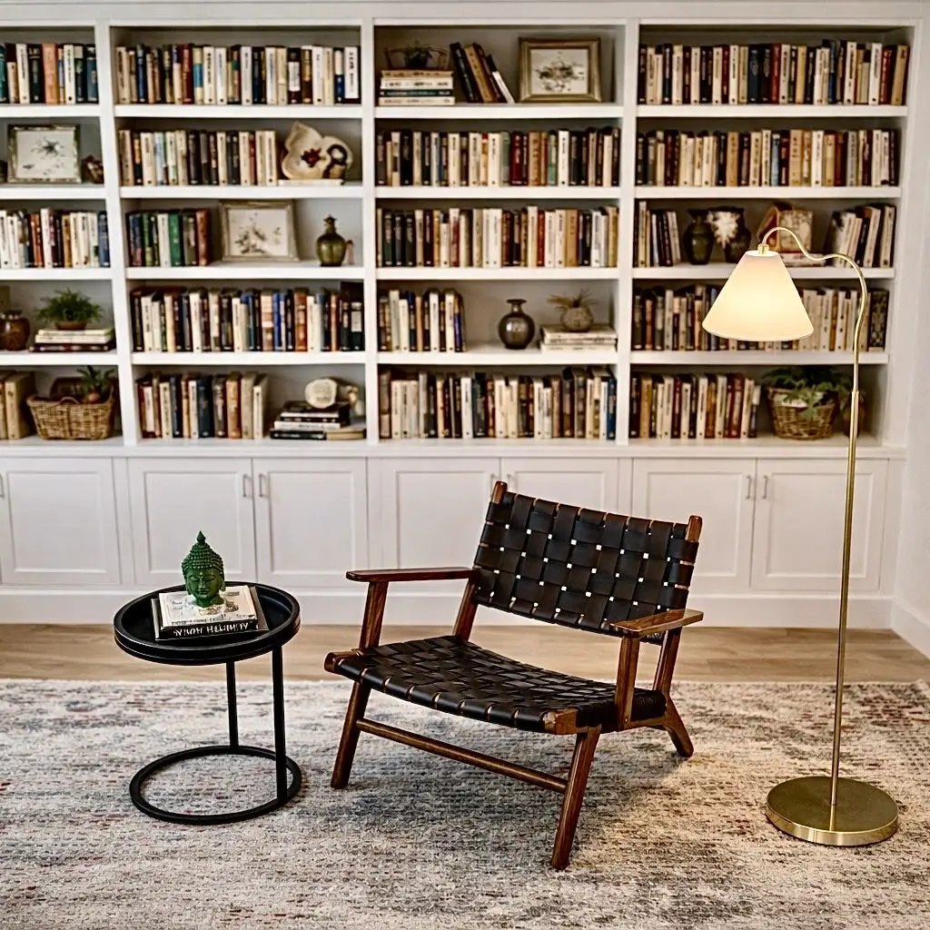 Majestic - Ring Base Curved Floor Lamp With Triangle Drum Shade - Gold / White by Unique Piece Furniture
