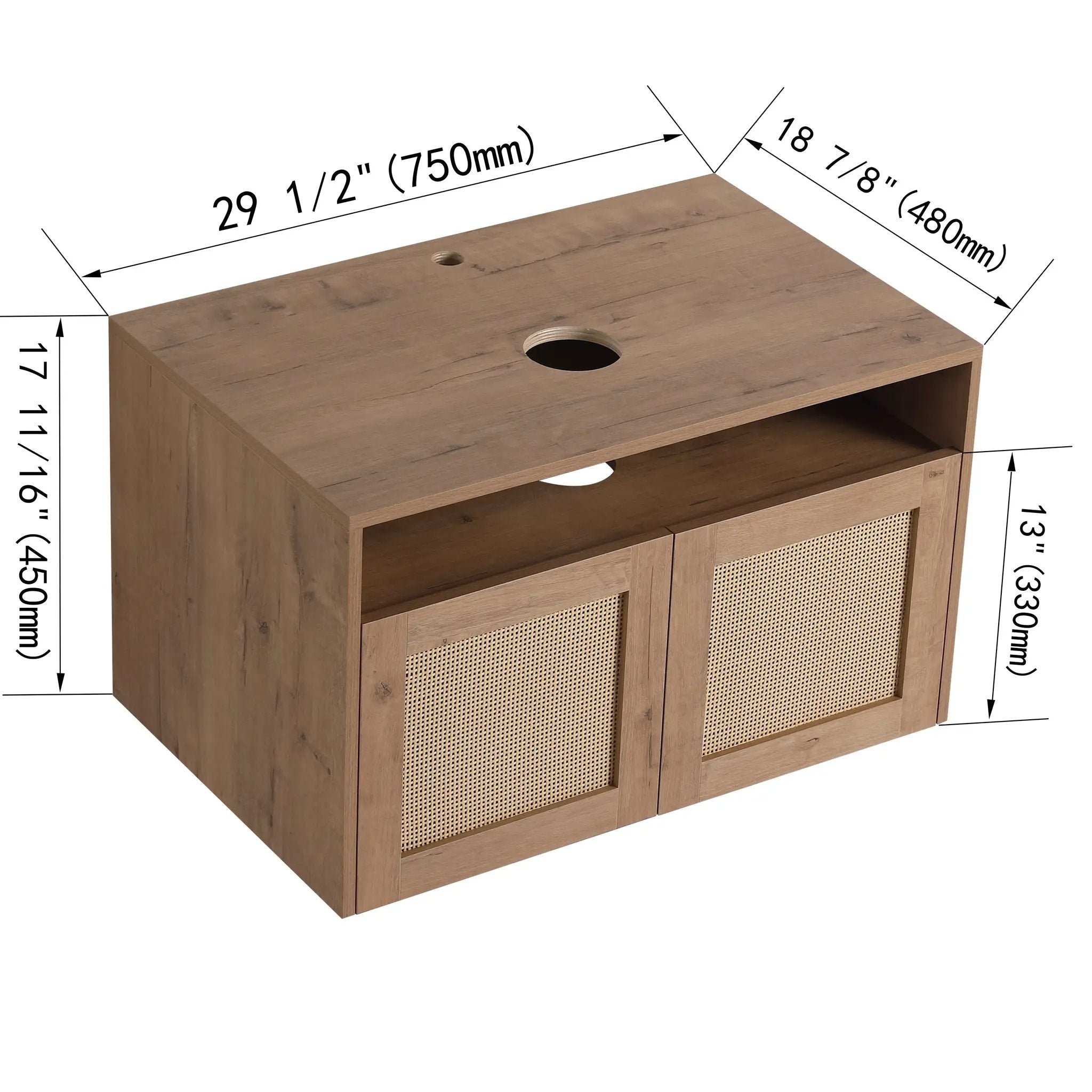 30" Bathroom Cabinet, 2-Soft Close Door, Float Mounting Design by HouseOfZazla