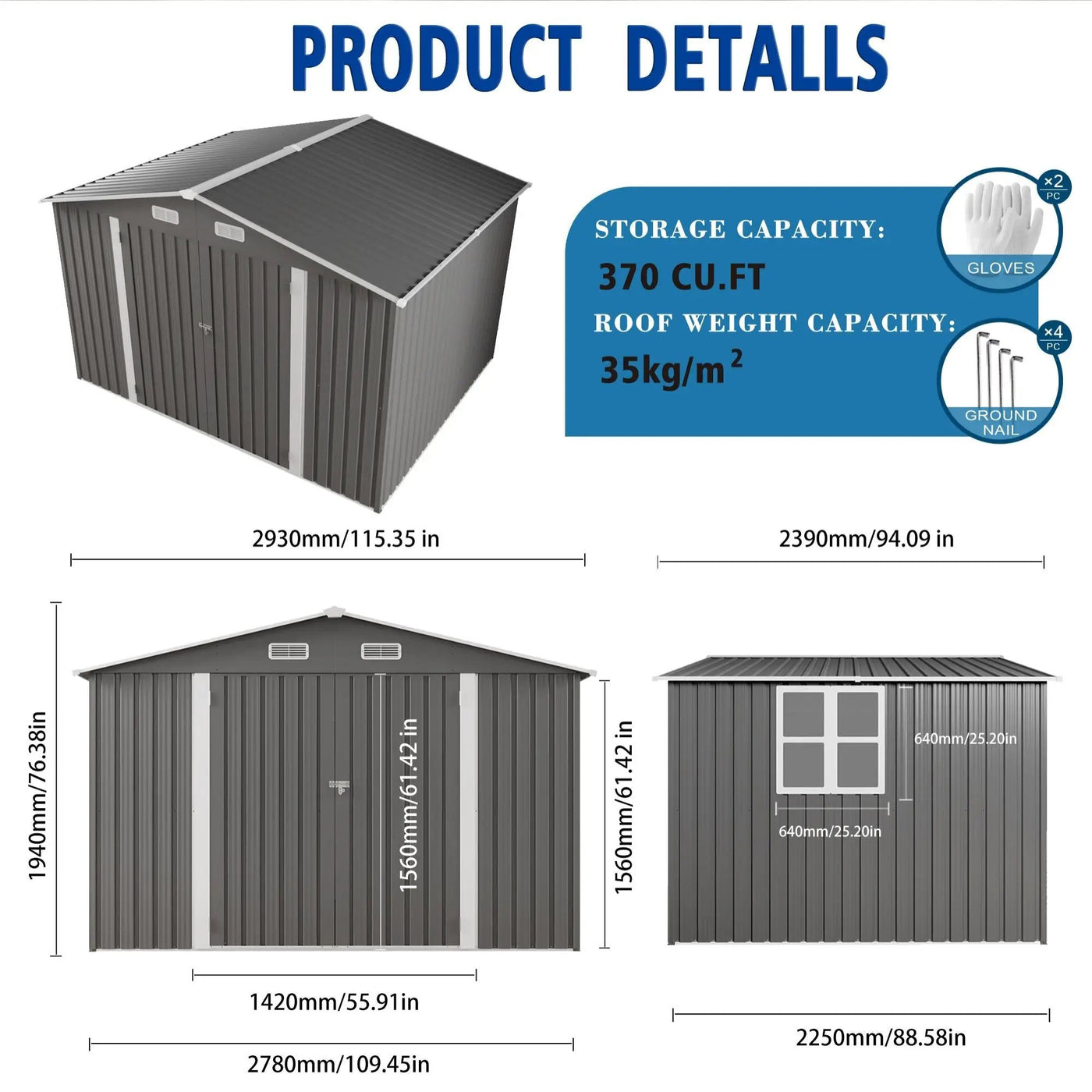 Large Outdoor Storage Shed With Lockable Door, Air Vent by HouseOfZazla