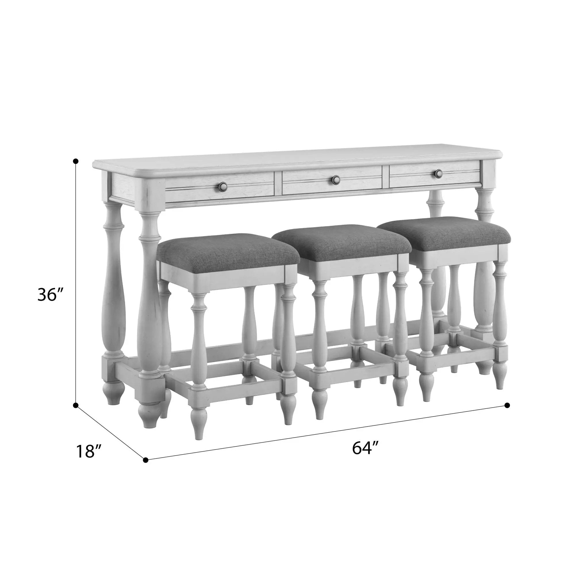 Sofa Table With 3 Stools - Gray by HouseOfZazla
