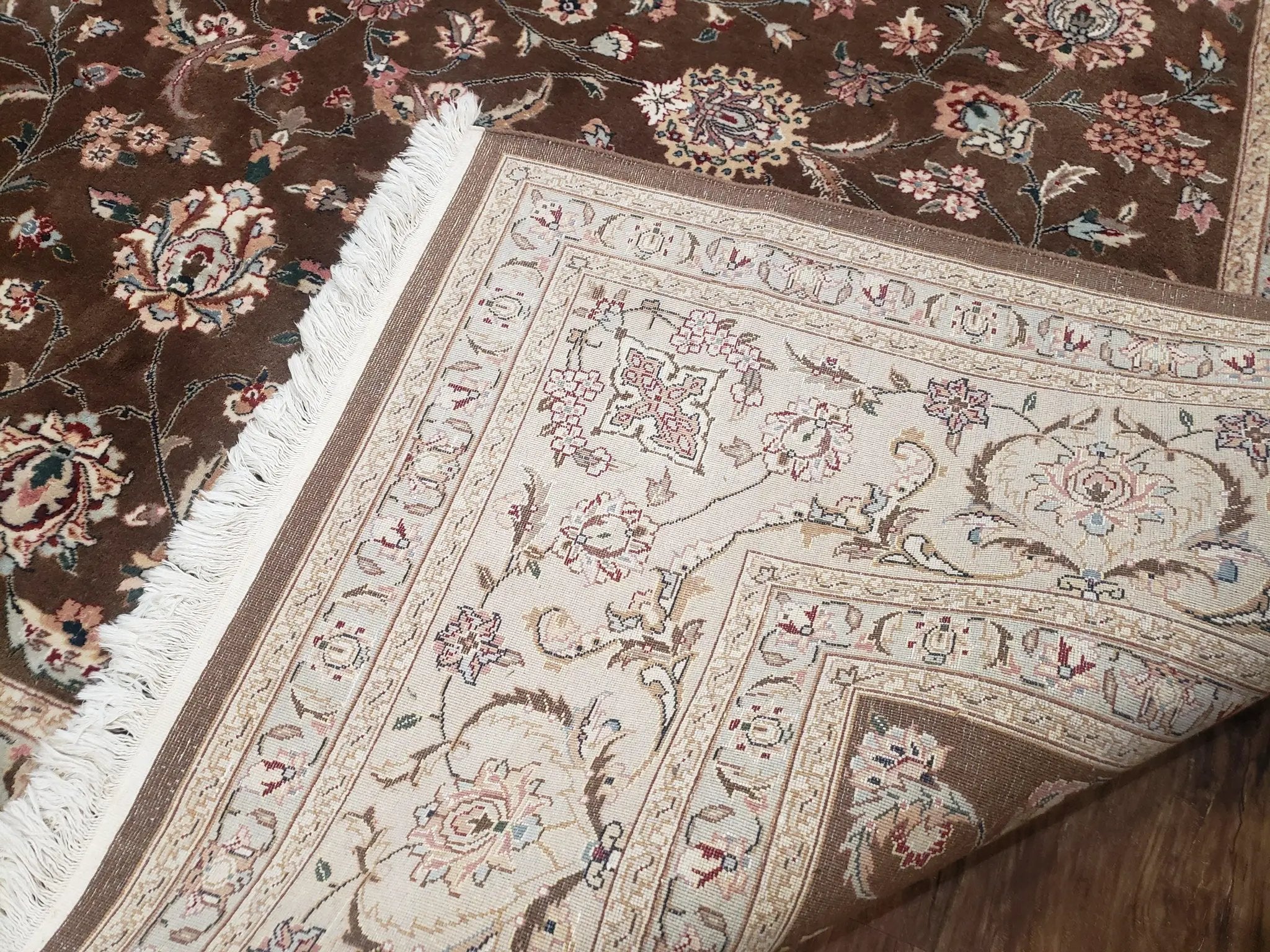 Vintage Pak-Persian Area Rug 9x12, Wool Hand-Knotted Spice Brown & Ivory Traditional Fine Oriental Carpet, Pakistani Carpet, 9 x 12 Fine Rug by Jewel Rugs