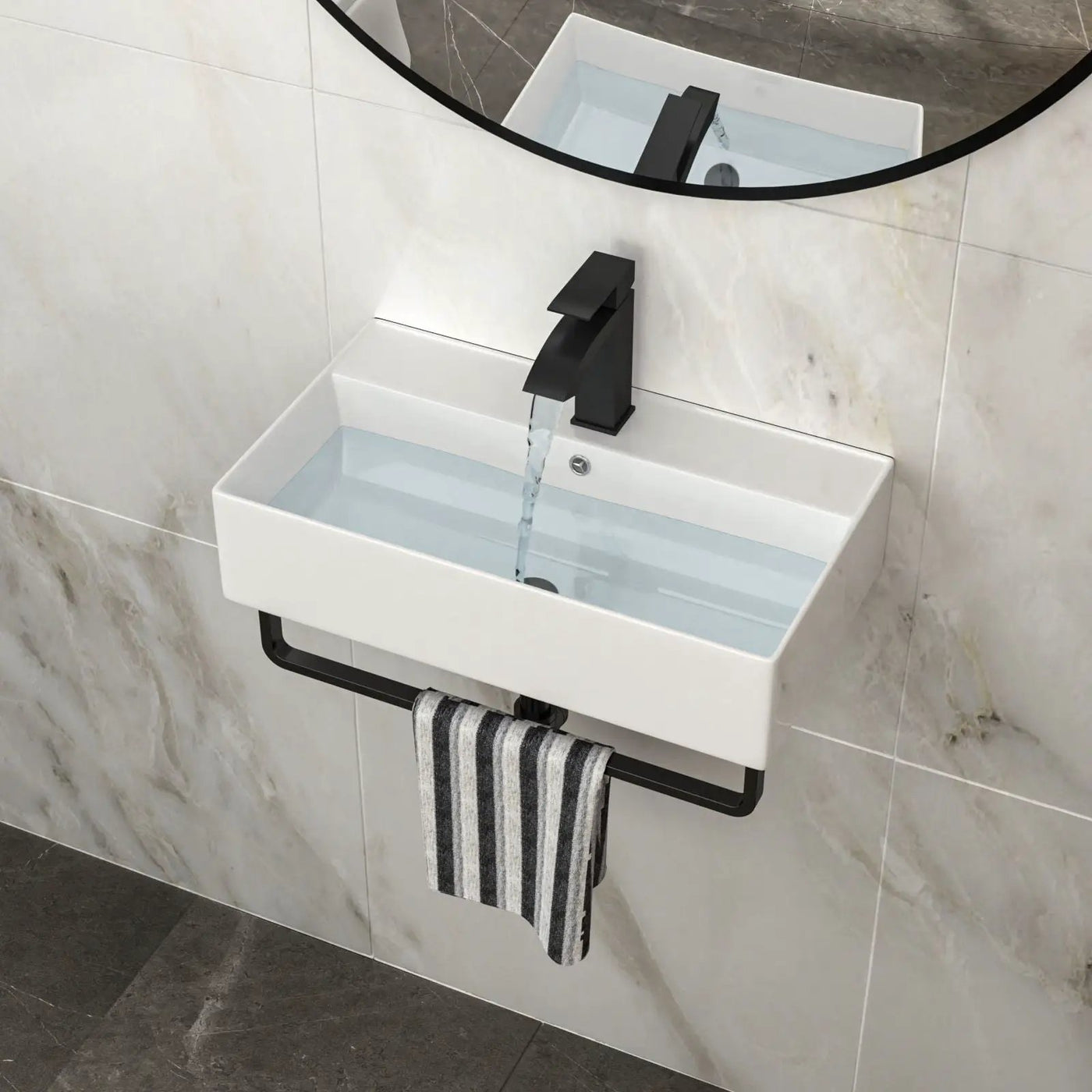 Wall Mounted Rectangular Bathroom Sink With Towel Bar by HouseOfZazla