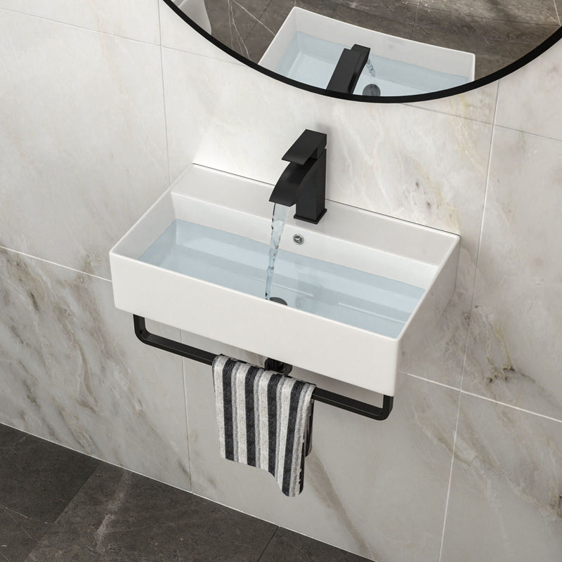 Wall Mounted Rectangular Bathroom Sink With Towel Bar by HouseOfZazla