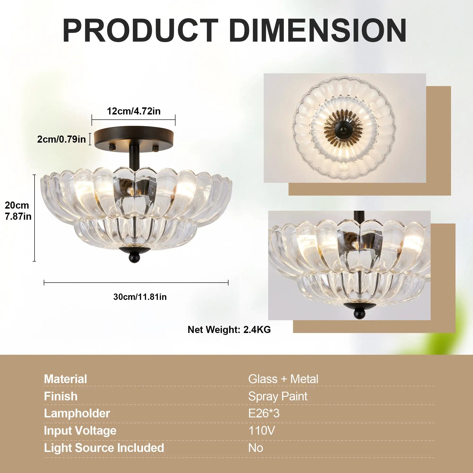 Smoky Semi Flush Mount Ceiling Light by HouseOfZazla