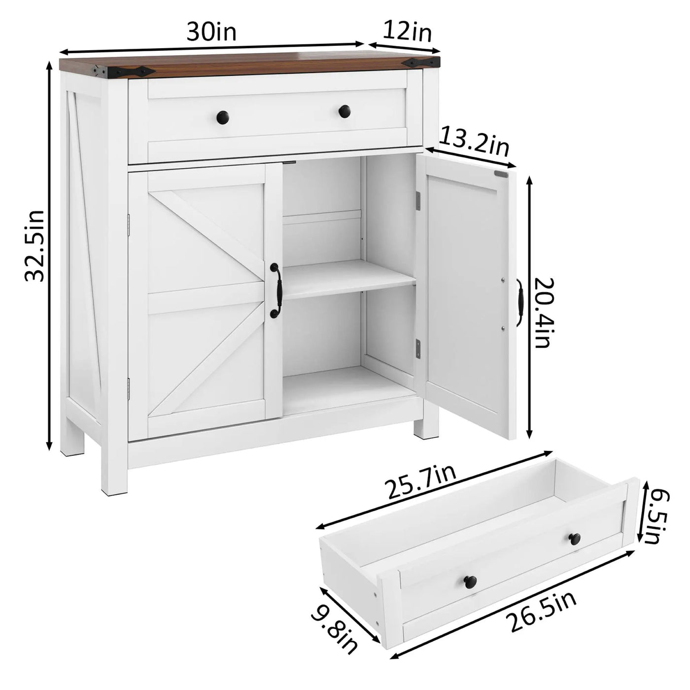 Farmhouse Storage Cabinet With Drawer And Adjustable Shelf by HouseOfZazla