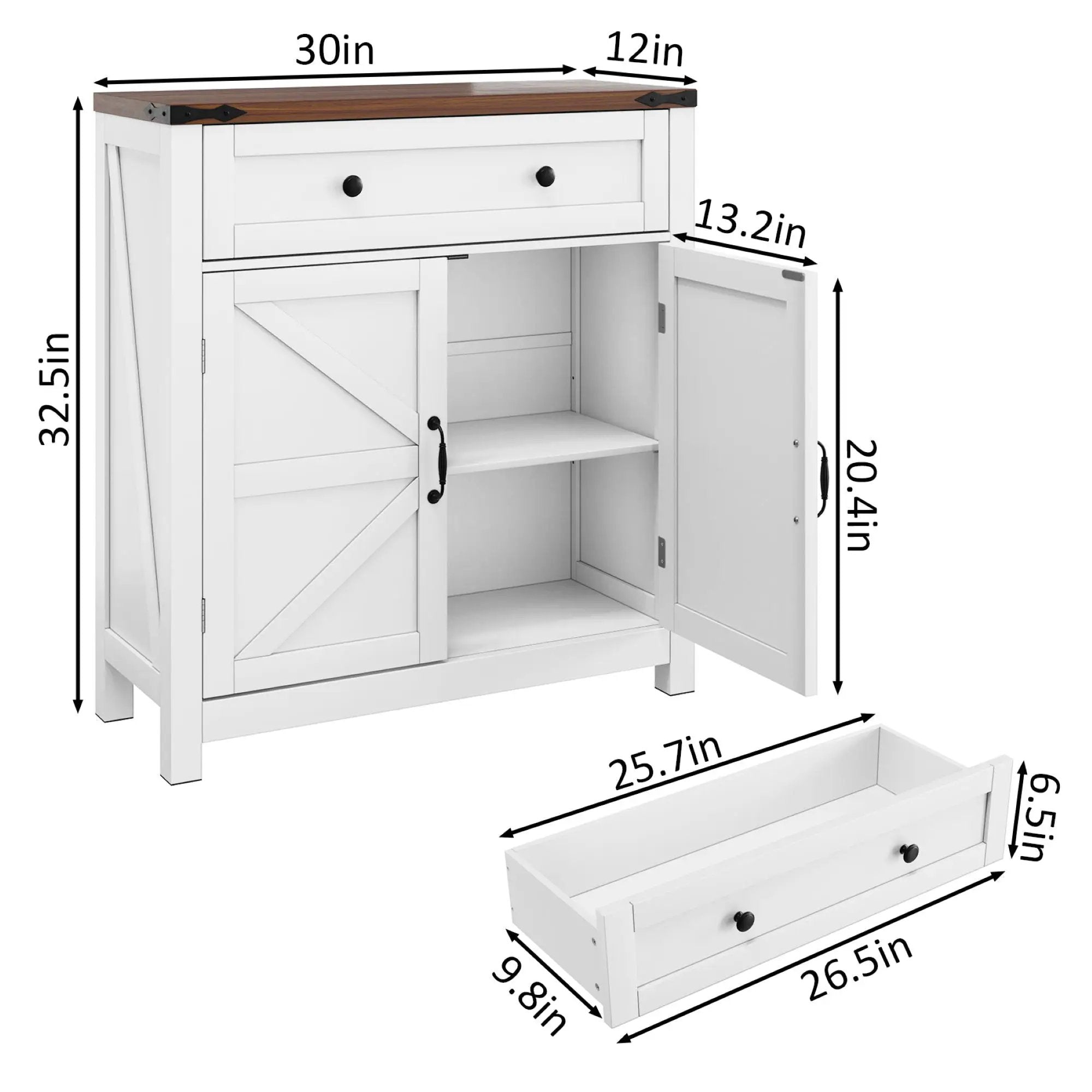 Farmhouse Storage Cabinet With Drawer And Adjustable Shelf by Unique Piece Furniture