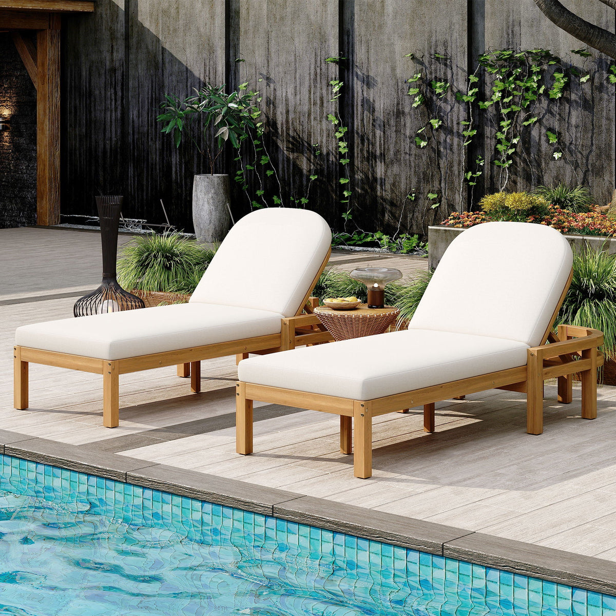 Outdoor Chaise Lounge With 5 Position Adjustable Backrest (Set of 2), photo 4 of 13